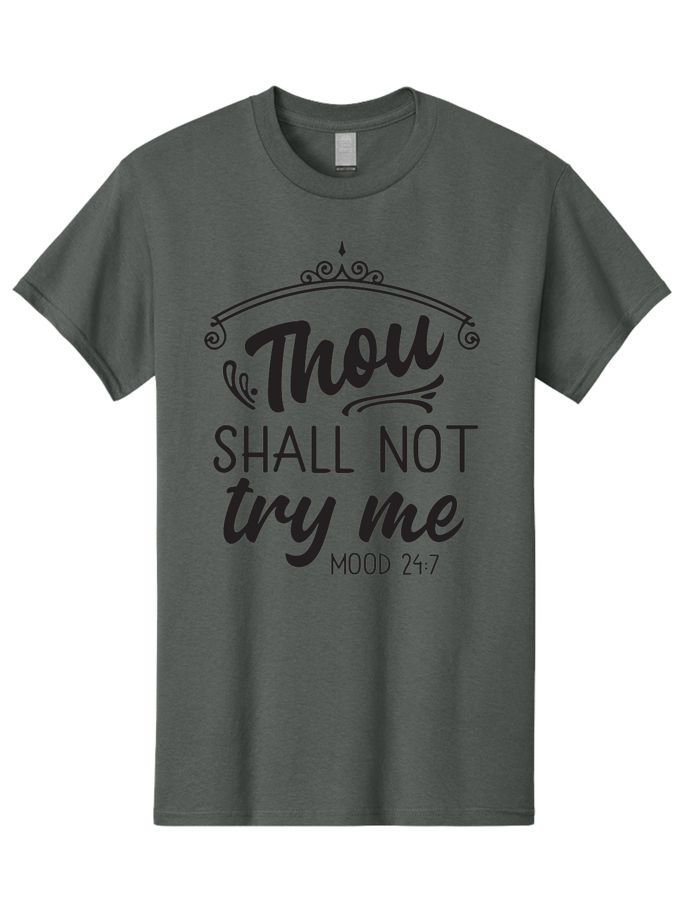 Thou-Shall-Not-Try-Me Men'S Graphic Tee, 100% Cotton, Comfortable Casual Summer Wear, Machine Washable, Inspirational Quote, Motivational Phrase, Black Text, Decorative Typography, Funny Saying, Humorous Design, Unique Phrase, Quirky Humor Aad250