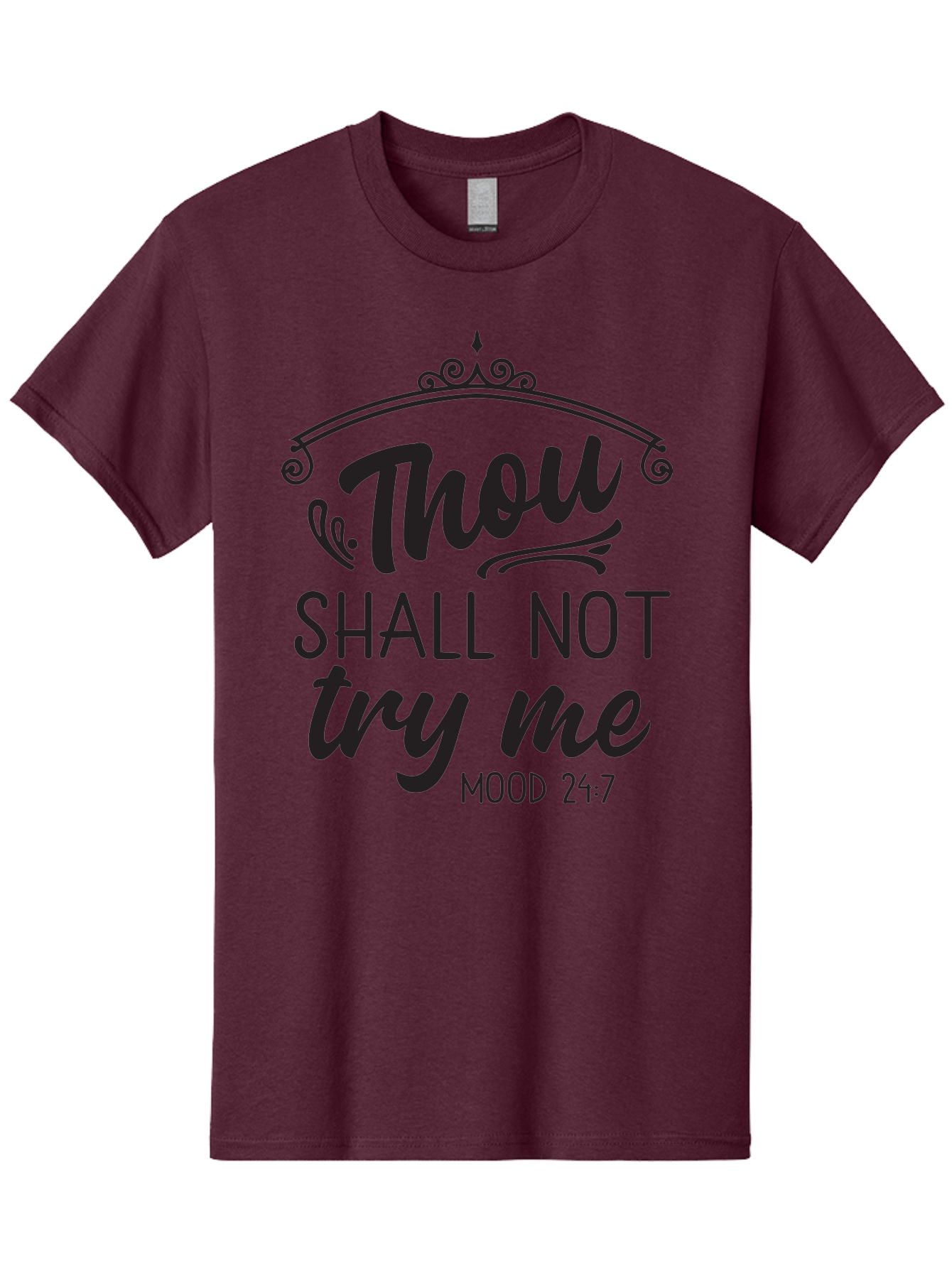 Thou-Shall-Not-Try-Me Men'S Graphic Tee, 100% Cotton, Comfortable Casual Summer Wear, Machine Washable, Inspirational Quote, Motivational Phrase, Black Text, Decorative Typography, Funny Saying, Humorous Design, Unique Phrase, Quirky Humor Aad250