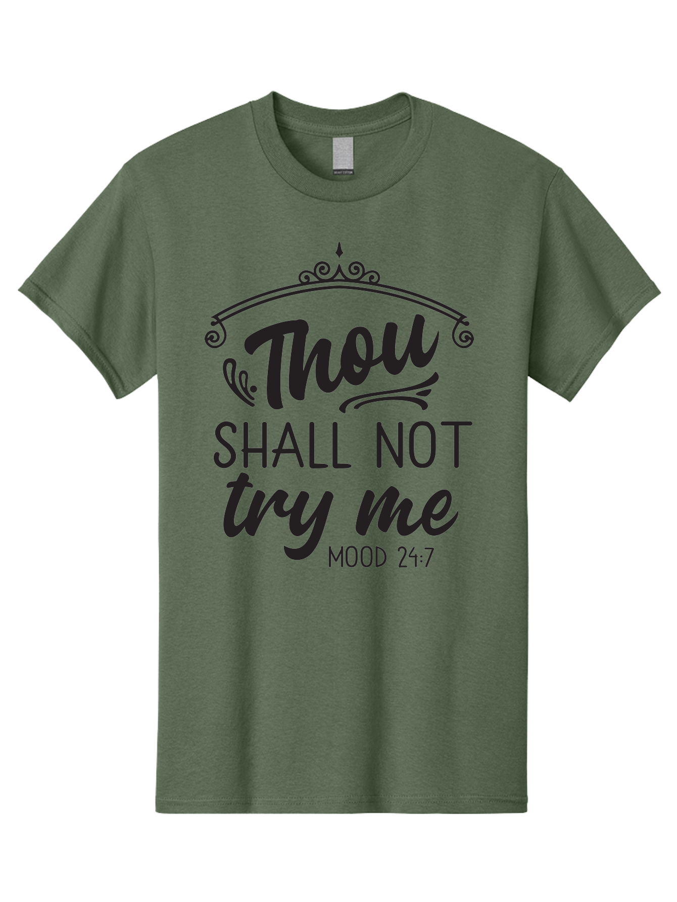 Thou-Shall-Not-Try-Me Men'S Graphic Tee, 100% Cotton, Comfortable Casual Summer Wear, Machine Washable, Inspirational Quote, Motivational Phrase, Black Text, Decorative Typography, Funny Saying, Humorous Design, Unique Phrase, Quirky Humor Aad250