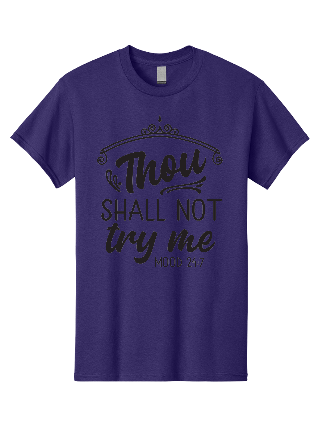 Thou-Shall-Not-Try-Me Men'S Graphic Tee, 100% Cotton, Comfortable Casual Summer Wear, Machine Washable, Inspirational Quote, Motivational Phrase, Black Text, Decorative Typography, Funny Saying, Humorous Design, Unique Phrase, Quirky Humor Aad250