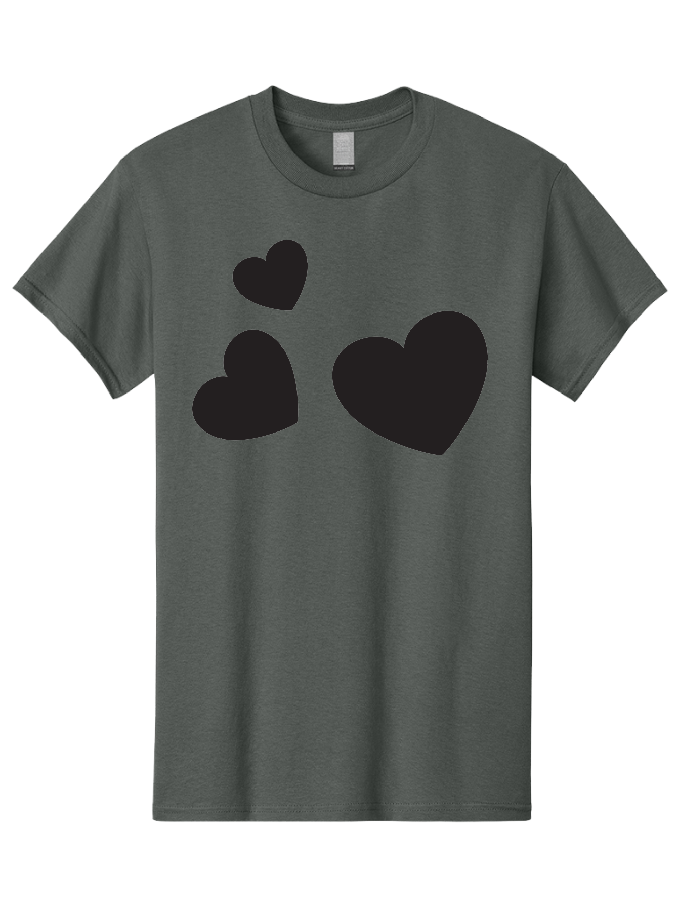 Three-Black-Hearts Men'S Graphic Tee, 100% Cotton, Comfortable Casual Summer Wear, Machine Washable, Love Symbols, Heart Icons, Minimalist Design, Simple Shapes, Black Silhouettes, Romance, Love Hearts, Heart Shapes Aad251