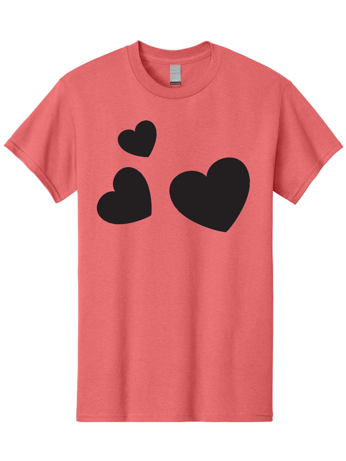 Three-Black-Hearts Men'S Graphic Tee, 100% Cotton, Comfortable Casual Summer Wear, Machine Washable, Love Symbols, Heart Icons, Minimalist Design, Simple Shapes, Black Silhouettes, Romance, Love Hearts, Heart Shapes Aad251