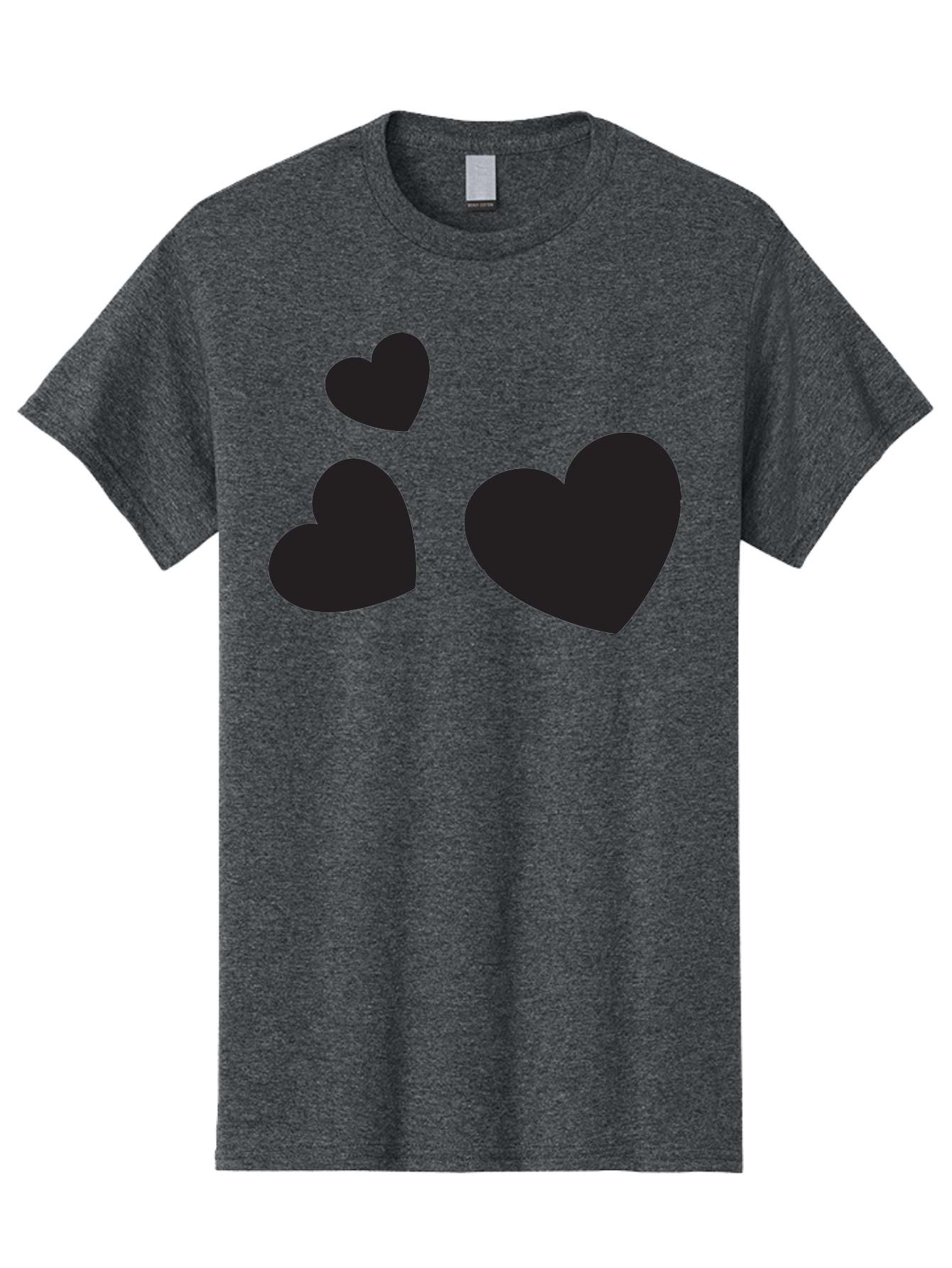 Three-Black-Hearts Men'S Graphic Tee, 100% Cotton, Comfortable Casual Summer Wear, Machine Washable, Love Symbols, Heart Icons, Minimalist Design, Simple Shapes, Black Silhouettes, Romance, Love Hearts, Heart Shapes Aad251