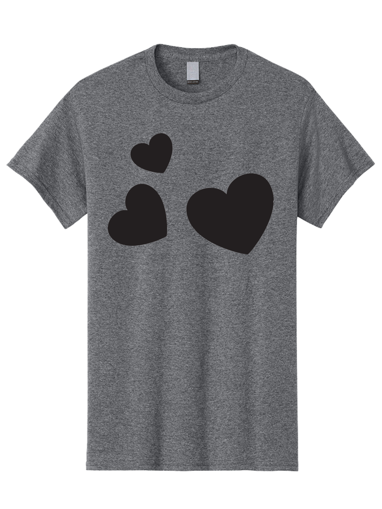 Three-Black-Hearts Men'S Graphic Tee, 100% Cotton, Comfortable Casual Summer Wear, Machine Washable, Love Symbols, Heart Icons, Minimalist Design, Simple Shapes, Black Silhouettes, Romance, Love Hearts, Heart Shapes Aad251