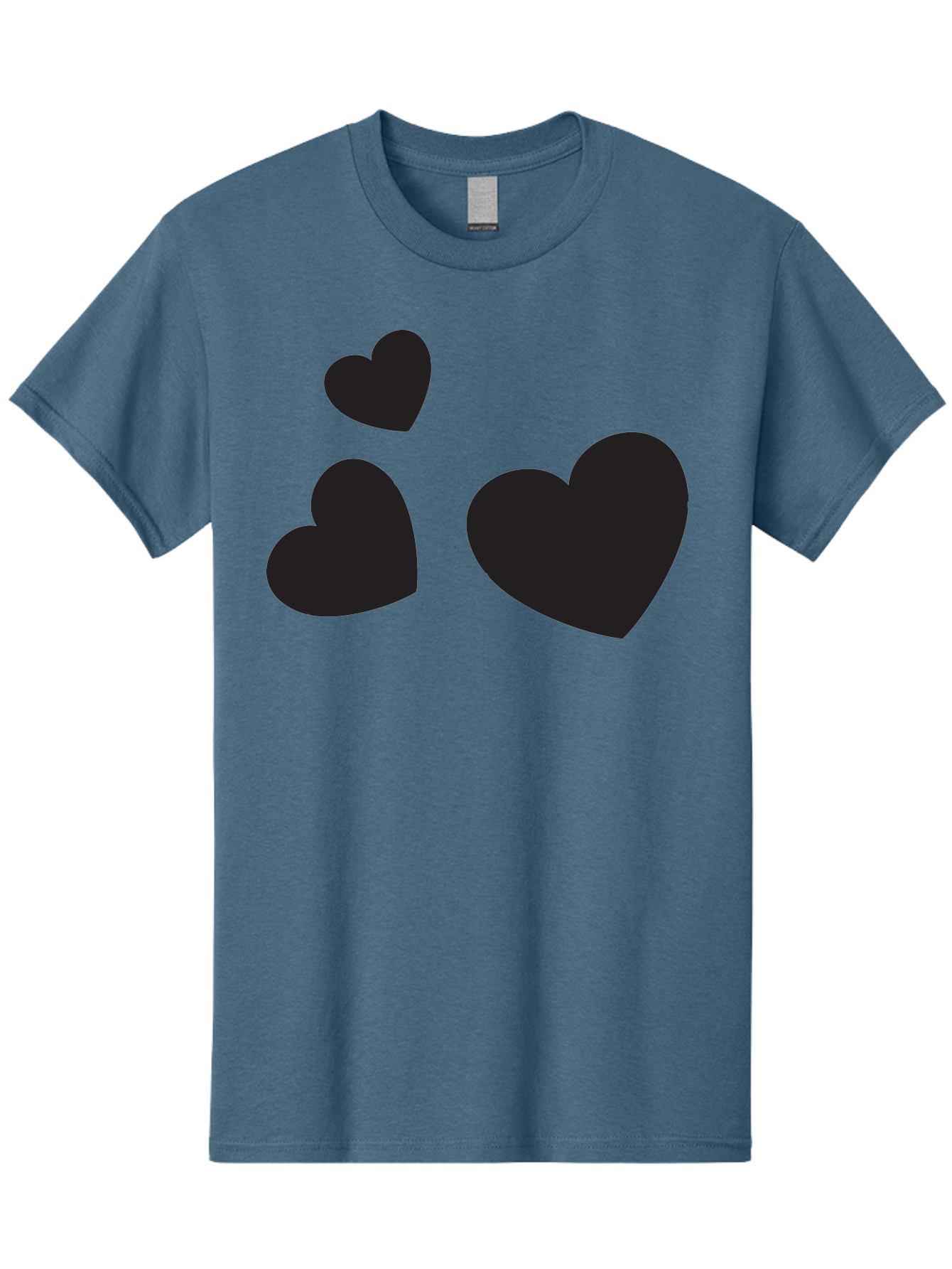 Three-Black-Hearts Men'S Graphic Tee, 100% Cotton, Comfortable Casual Summer Wear, Machine Washable, Love Symbols, Heart Icons, Minimalist Design, Simple Shapes, Black Silhouettes, Romance, Love Hearts, Heart Shapes Aad251