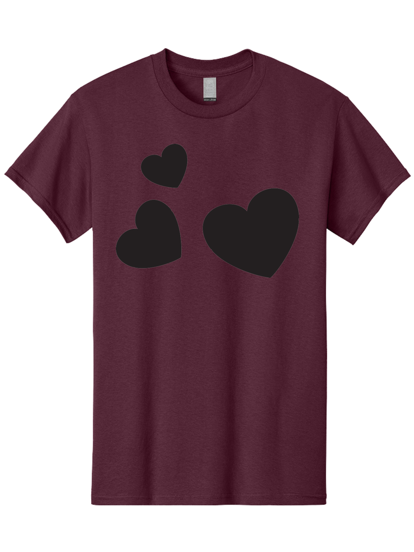Three-Black-Hearts Men'S Graphic Tee, 100% Cotton, Comfortable Casual Summer Wear, Machine Washable, Love Symbols, Heart Icons, Minimalist Design, Simple Shapes, Black Silhouettes, Romance, Love Hearts, Heart Shapes Aad251