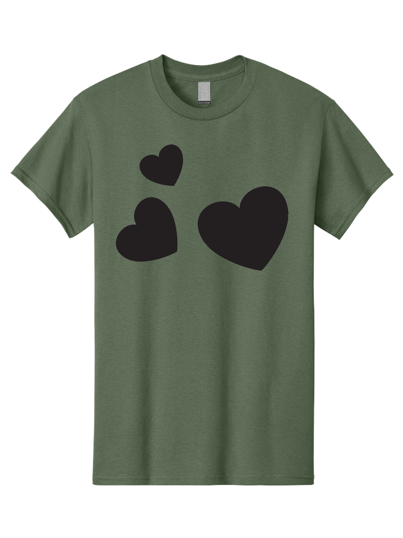 Three-Black-Hearts Men'S Graphic Tee, 100% Cotton, Comfortable Casual Summer Wear, Machine Washable, Love Symbols, Heart Icons, Minimalist Design, Simple Shapes, Black Silhouettes, Romance, Love Hearts, Heart Shapes Aad251