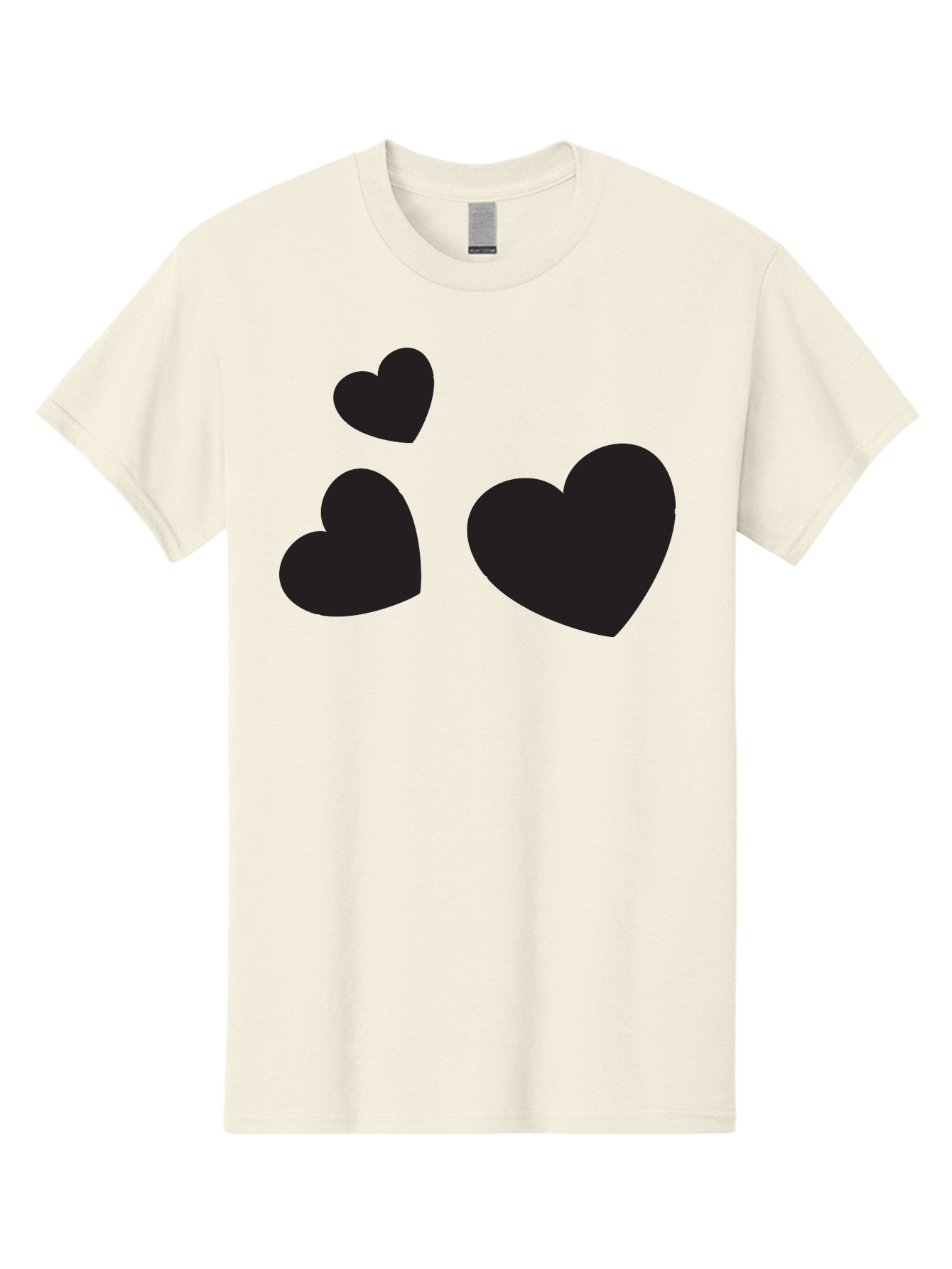 Three-Black-Hearts Men'S Graphic Tee, 100% Cotton, Comfortable Casual Summer Wear, Machine Washable, Love Symbols, Heart Icons, Minimalist Design, Simple Shapes, Black Silhouettes, Romance, Love Hearts, Heart Shapes Aad251