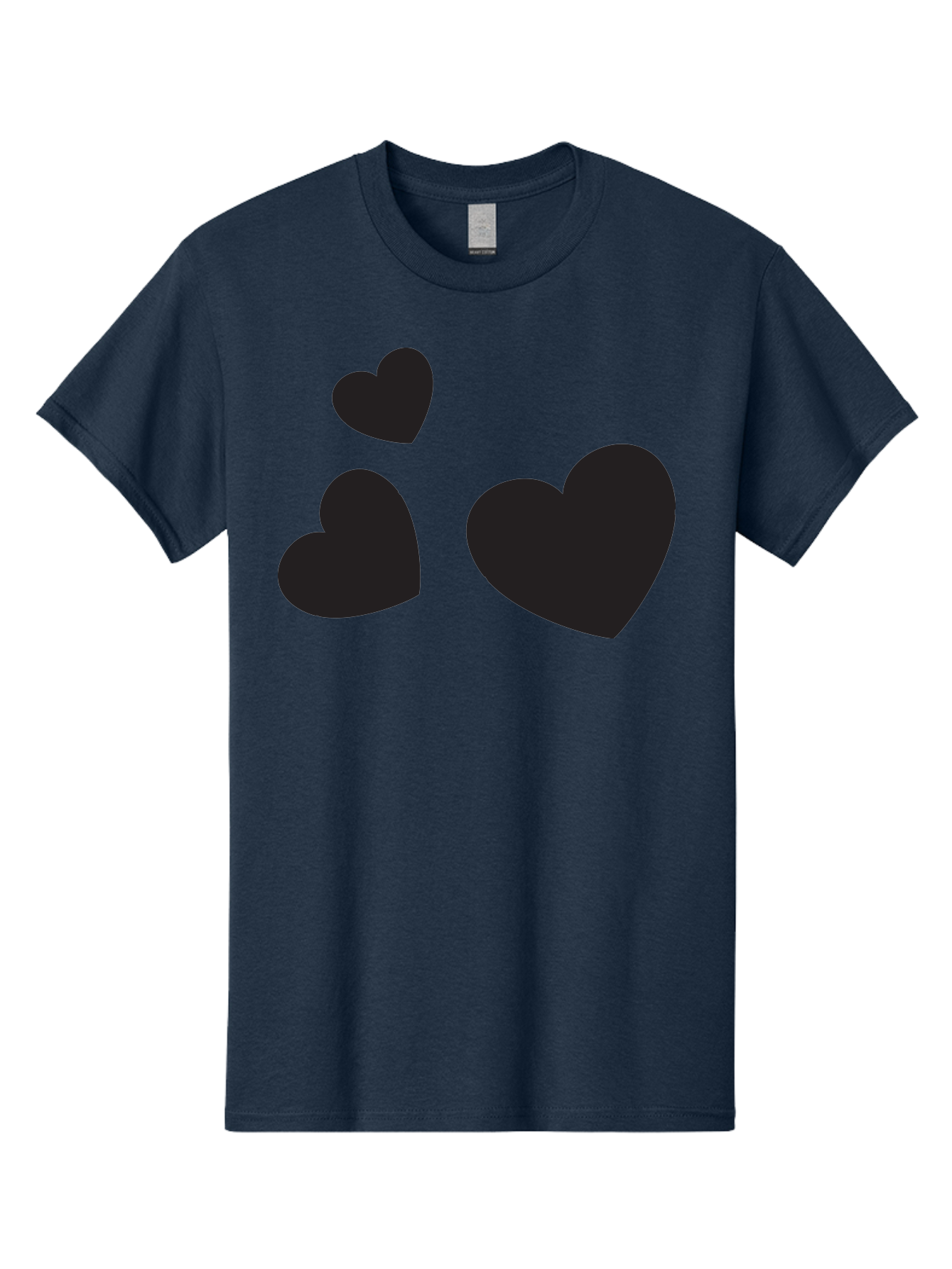 Three-Black-Hearts Men'S Graphic Tee, 100% Cotton, Comfortable Casual Summer Wear, Machine Washable, Love Symbols, Heart Icons, Minimalist Design, Simple Shapes, Black Silhouettes, Romance, Love Hearts, Heart Shapes Aad251