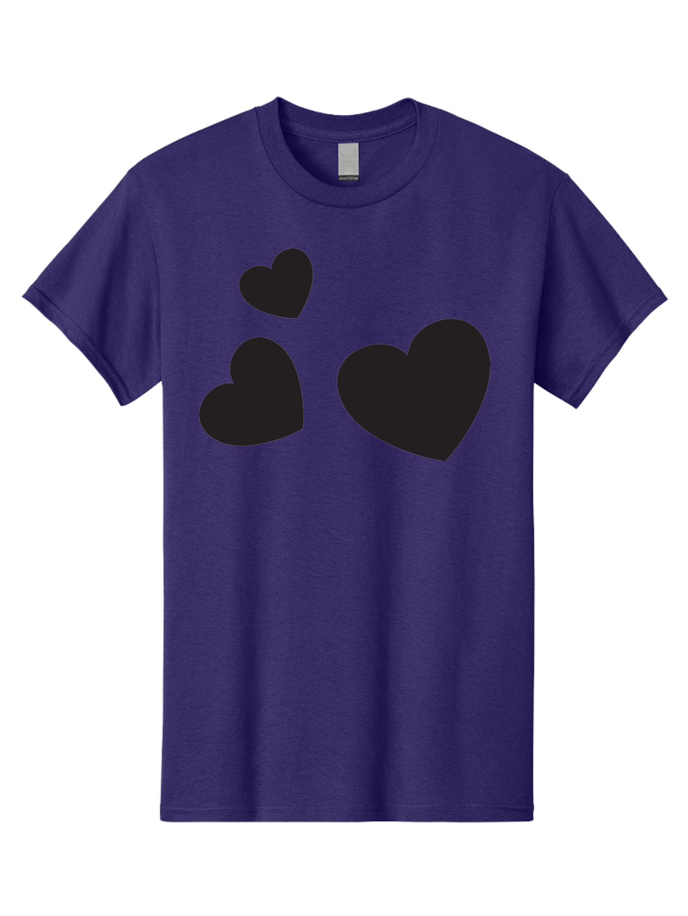 Three-Black-Hearts Men'S Graphic Tee, 100% Cotton, Comfortable Casual Summer Wear, Machine Washable, Love Symbols, Heart Icons, Minimalist Design, Simple Shapes, Black Silhouettes, Romance, Love Hearts, Heart Shapes Aad251