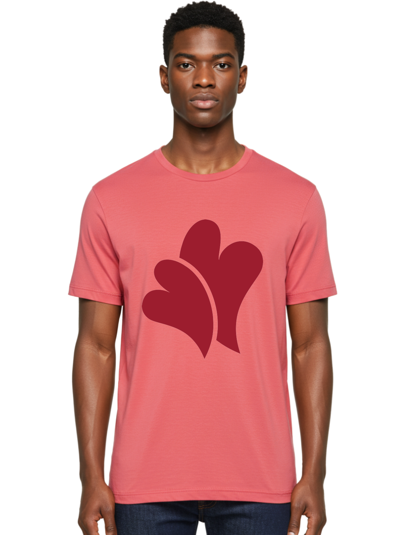 Three-Hearts-1 Men'S Graphic Tee, 100% Cotton, Comfortable Casual Summer Wear, Machine Washable, Three Red Hearts, Love Symbol, Heart Design, Red Color Scheme, Minimalist Art, Simple Shapes, Heart Illustration, Abstract Hearts, Symbol Of Love, Aad252