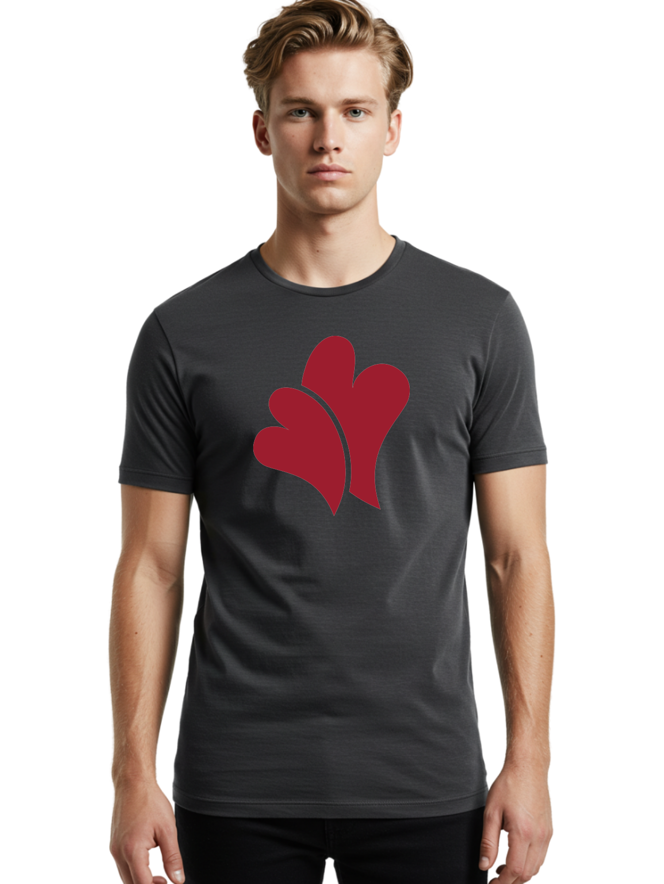 Three-Hearts-1 Men'S Graphic Tee, 100% Cotton, Comfortable Casual Summer Wear, Machine Washable, Three Red Hearts, Love Symbol, Heart Design, Red Color Scheme, Minimalist Art, Simple Shapes, Heart Illustration, Abstract Hearts, Symbol Of Love, Aad252