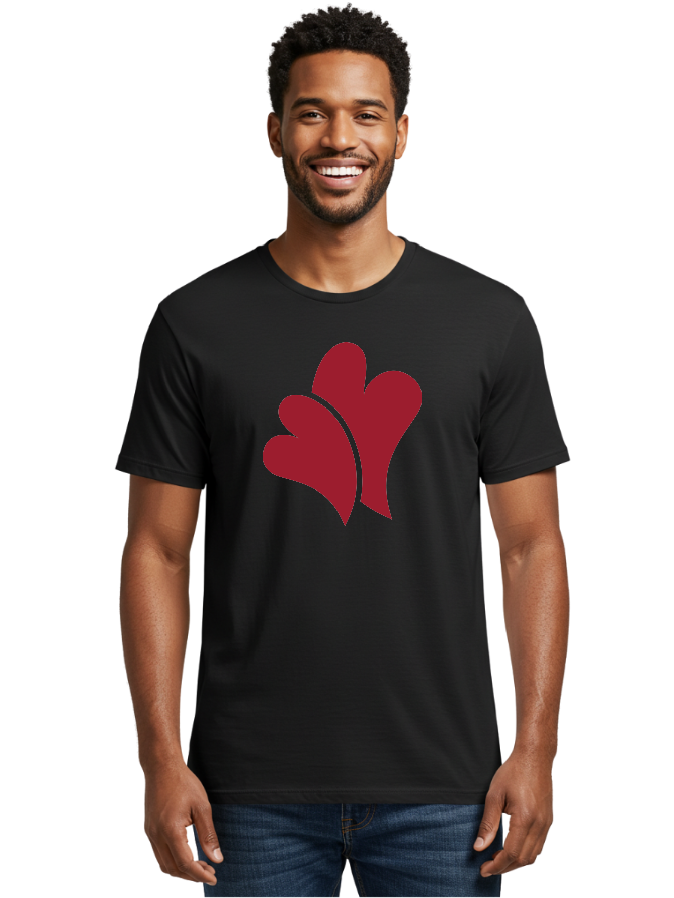 Three-Hearts Men'S Graphic Tee, 100% Cotton, Comfortable Casual Summer Wear, Machine Washable, Three Red Hearts, Crimson Love Symbols, Symbolic Love, Heart-Shaped Graphics, Romantic Icons, Red Heart Illustrations Aad253
