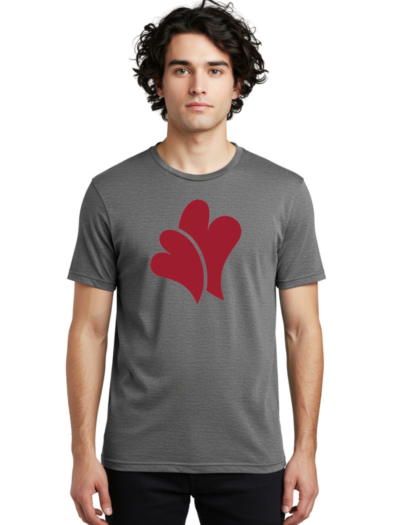 Three-Hearts Men'S Graphic Tee, 100% Cotton, Comfortable Casual Summer Wear, Machine Washable, Three Red Hearts, Crimson Love Symbols, Symbolic Love, Heart-Shaped Graphics, Romantic Icons, Red Heart Illustrations Aad253