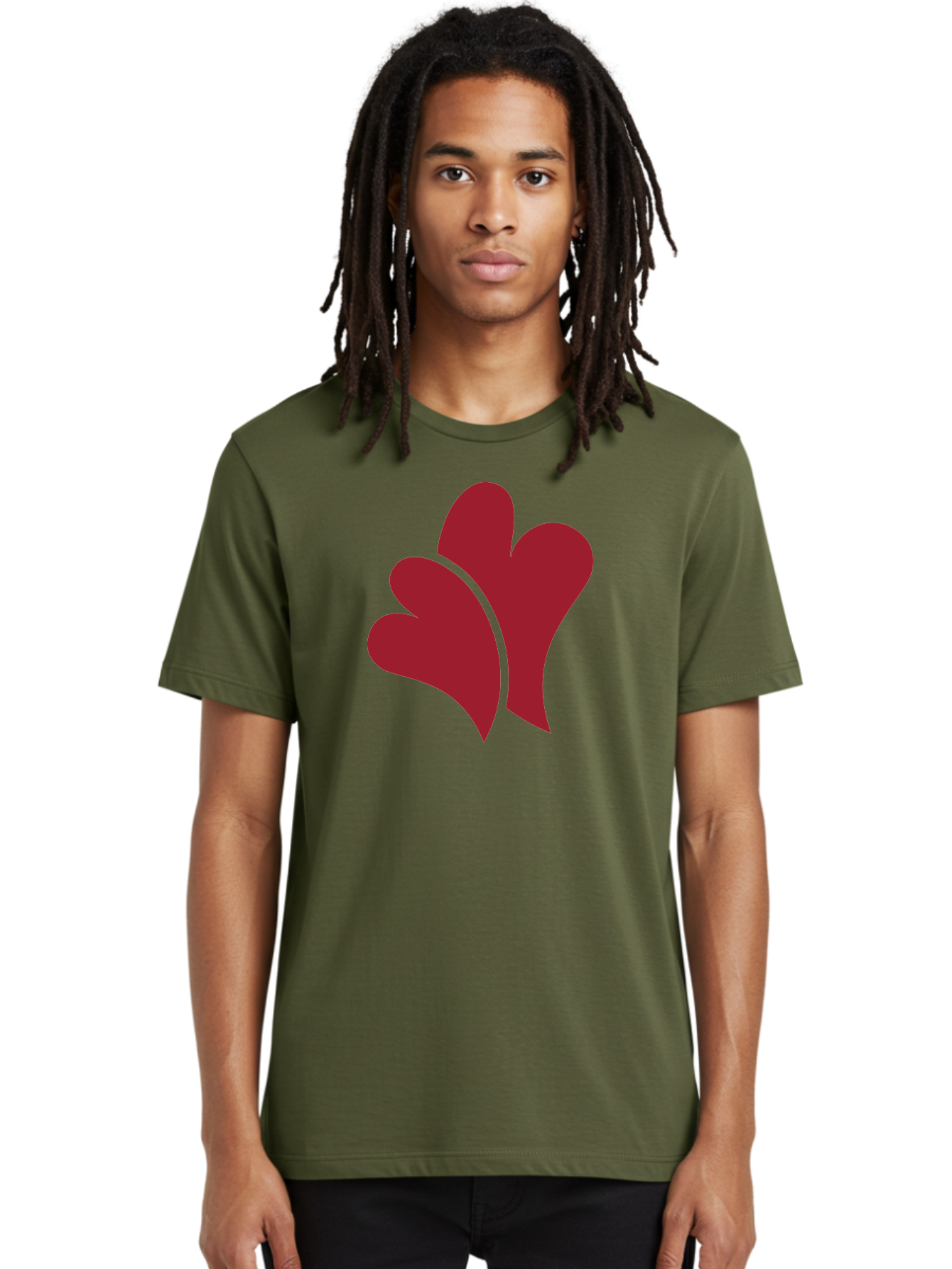 Three-Hearts Men'S Graphic Tee, 100% Cotton, Comfortable Casual Summer Wear, Machine Washable, Three Red Hearts, Crimson Love Symbols, Symbolic Love, Heart-Shaped Graphics, Romantic Icons, Red Heart Illustrations Aad253