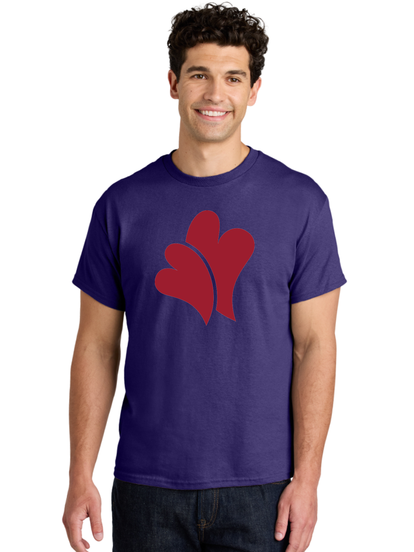 Three-Hearts Men'S Graphic Tee, 100% Cotton, Comfortable Casual Summer Wear, Machine Washable, Three Red Hearts, Crimson Love Symbols, Symbolic Love, Heart-Shaped Graphics, Romantic Icons, Red Heart Illustrations Aad253