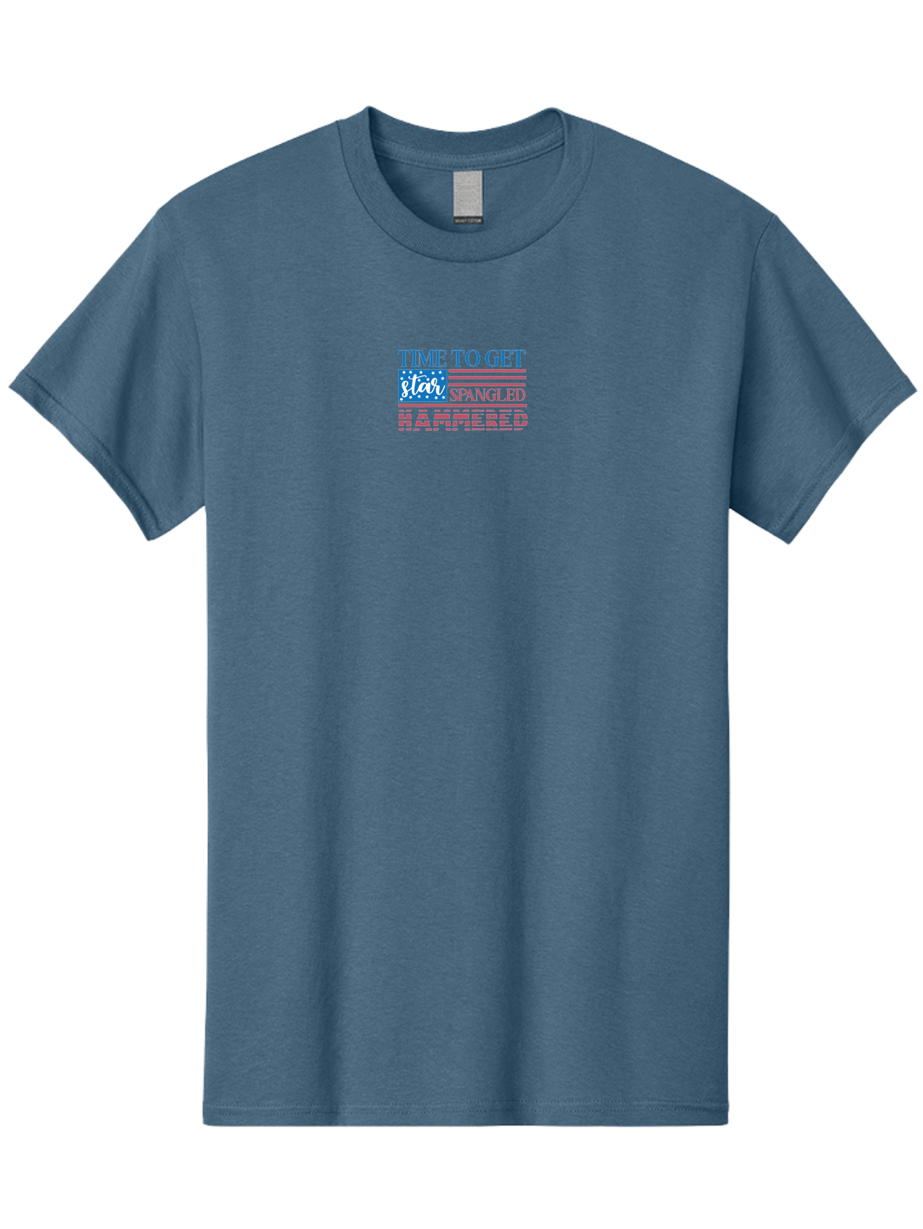 Time-To-Get-Star-Spangled Men'S Graphic Tee, 100% Cotton, Comfortable Casual Summer Wear, Machine Washable, American Flag, Patriotic Phrase, Star Spangled Banner, Usa Inspiration, Motivational Quote, Red White And Blue, Fourth Of July, Aad255