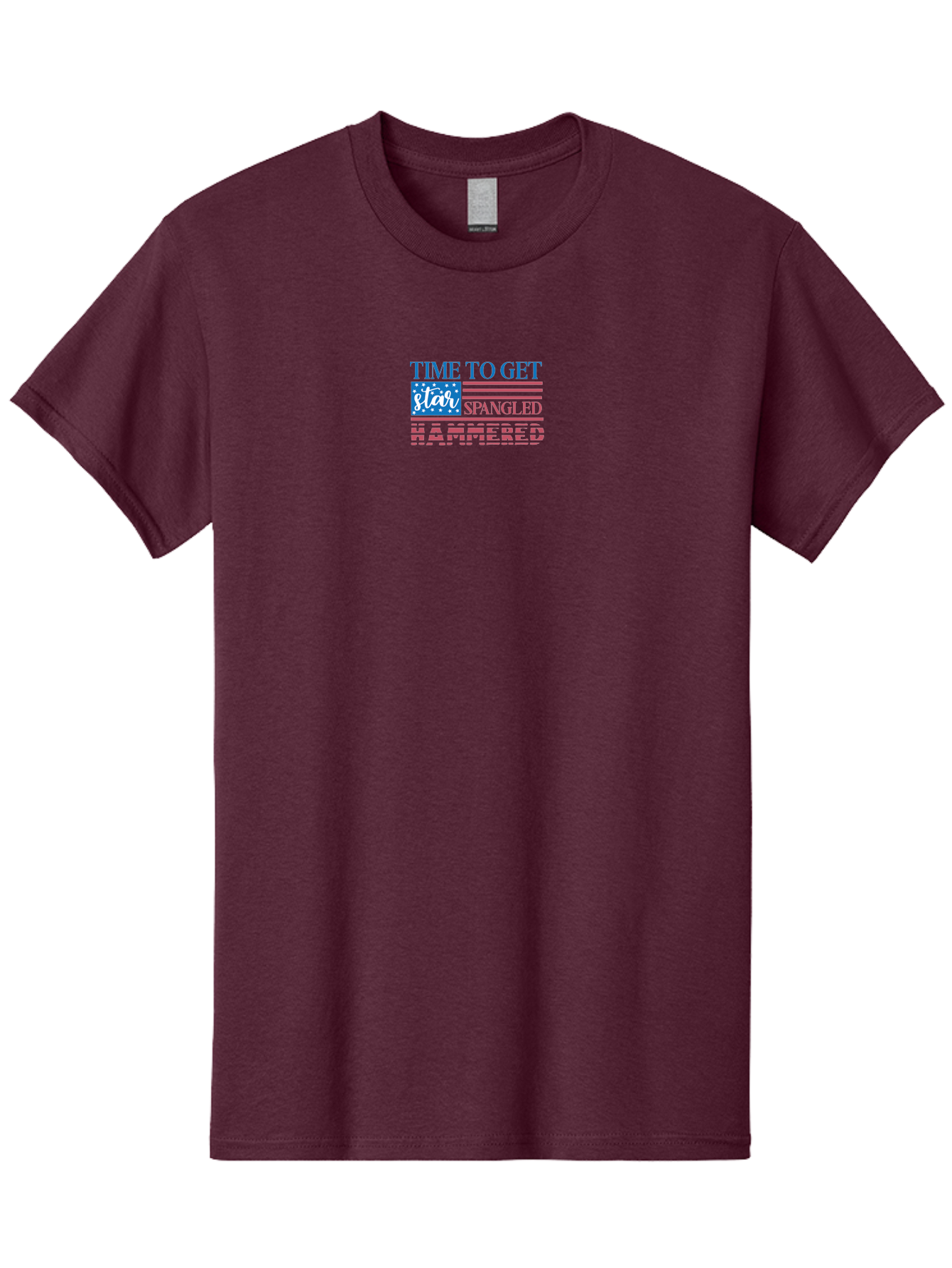 Time-To-Get-Star-Spangled Men'S Graphic Tee, 100% Cotton, Comfortable Casual Summer Wear, Machine Washable, American Flag, Patriotic Phrase, Star Spangled Banner, Usa Inspiration, Motivational Quote, Red White And Blue, Fourth Of July, Aad255