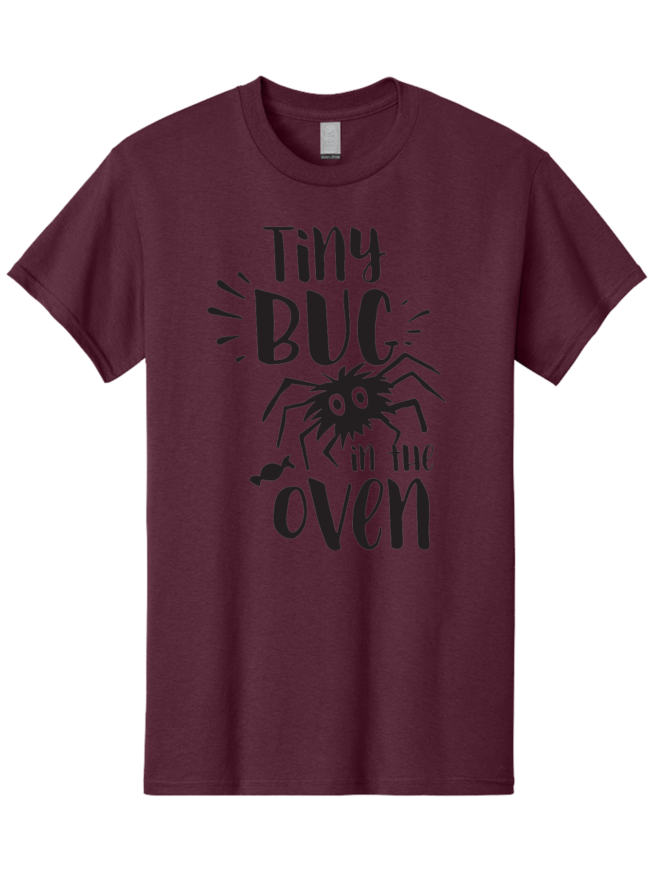 Tiny-Bug-In-The-Oven Men'S Graphic Tee, 100% Cotton, Comfortable Casual Summer Wear, Machine Washable, Funny Black Spider, Tiny Bug In The Oven Phrase, Quirky Kitchen Humor, Baked Goods, Playful, Cute, Cartoon-Style, Baking, Oven, Cooking Aad257