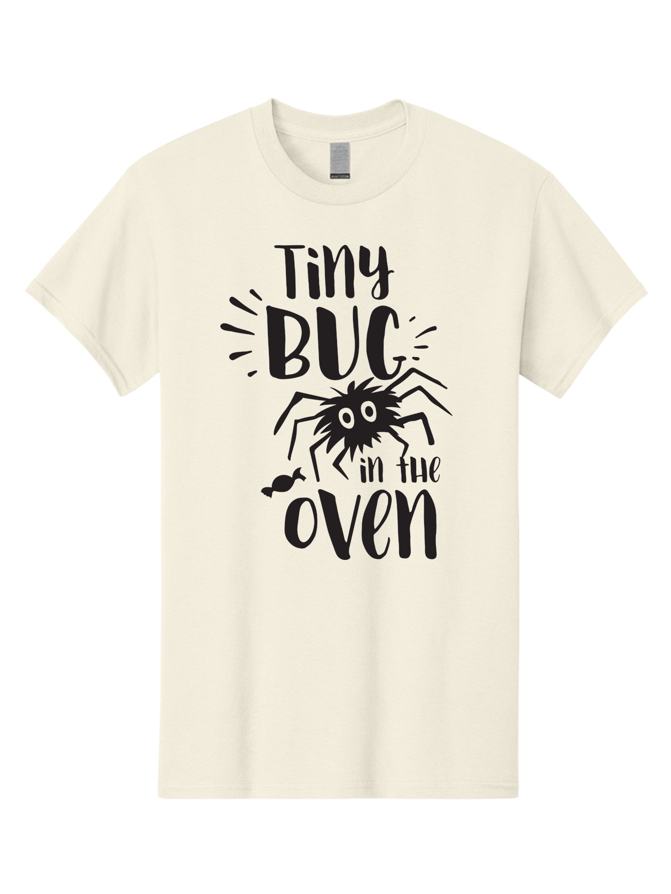 Tiny-Bug-In-The-Oven Men'S Graphic Tee, 100% Cotton, Comfortable Casual Summer Wear, Machine Washable, Funny Black Spider, Tiny Bug In The Oven Phrase, Quirky Kitchen Humor, Baked Goods, Playful, Cute, Cartoon-Style, Baking, Oven, Cooking Aad257