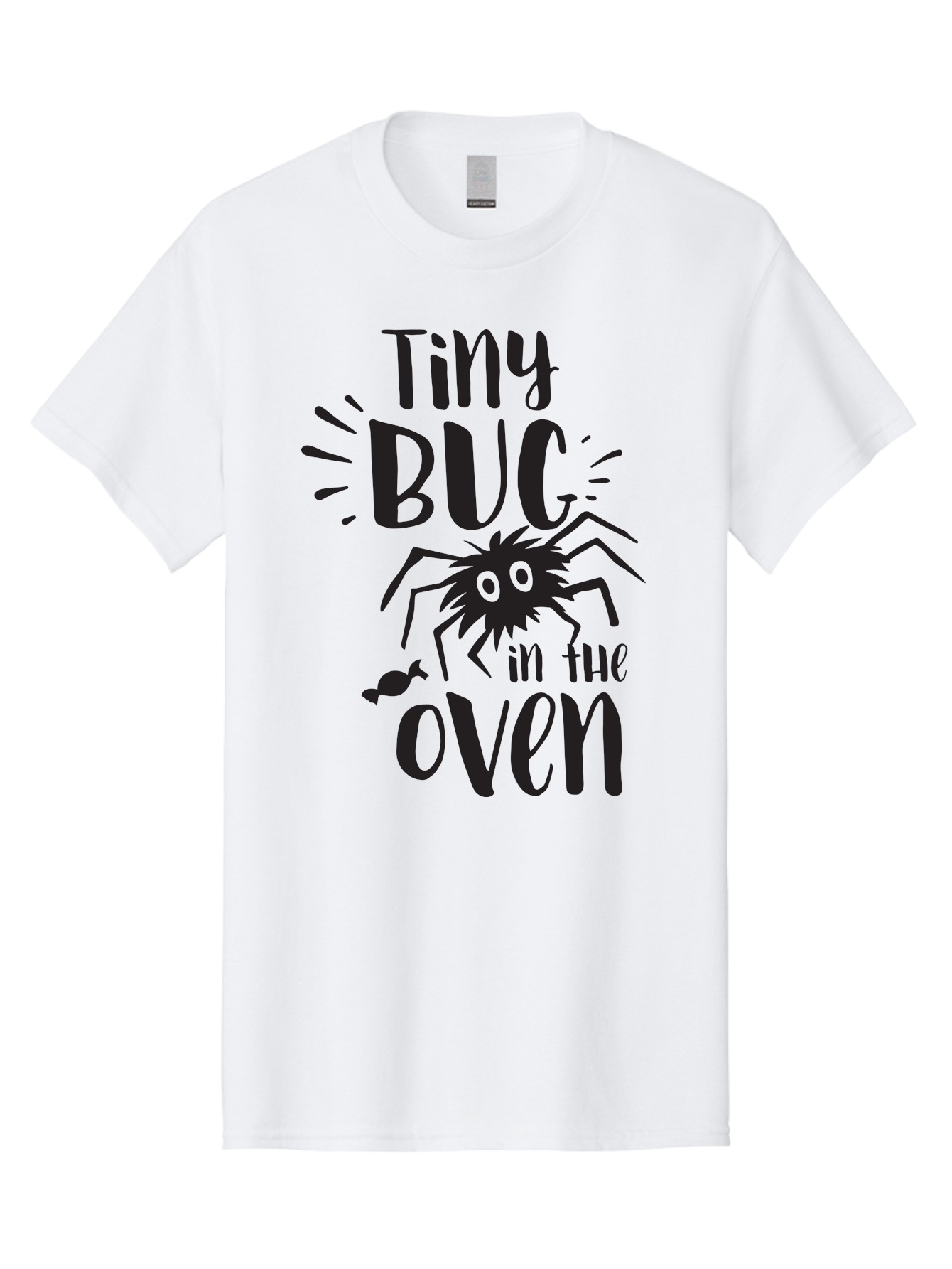 Tiny-Bug-In-The-Oven Men'S Graphic Tee, 100% Cotton, Comfortable Casual Summer Wear, Machine Washable, Funny Black Spider, Tiny Bug In The Oven Phrase, Quirky Kitchen Humor, Baked Goods, Playful, Cute, Cartoon-Style, Baking, Oven, Cooking Aad257