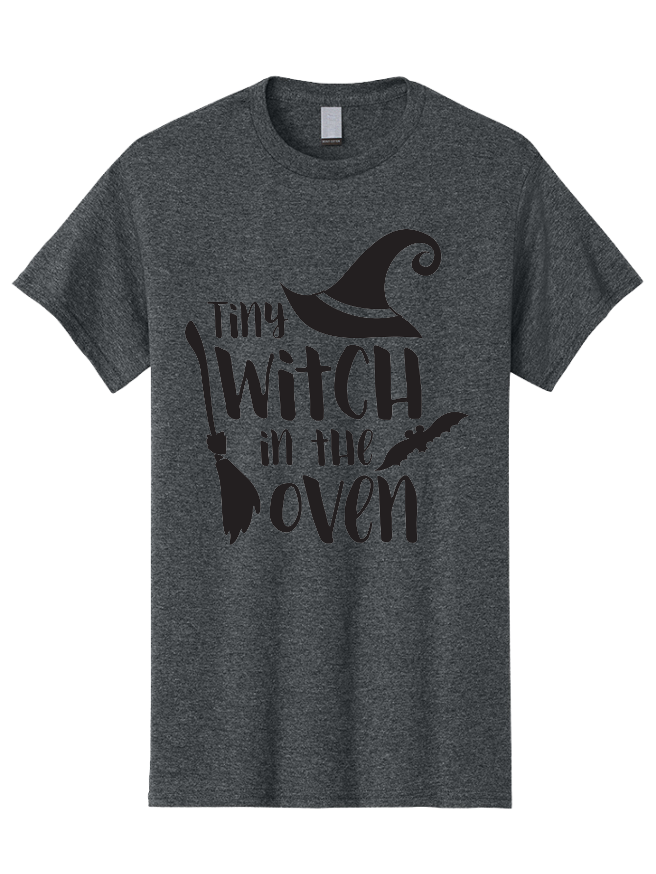 Tiny-Witch-In-The-Oven Men'S Graphic Tee, 100% Cotton, Comfortable Casual Summer Wear, Machine Washable, Halloween Quote, Funny Pregnancy Announcement, Tiny Witch, Broomstick, Witch Hat, Bats, Pregnancy Reveal, Halloween Pregnancy, Aad258