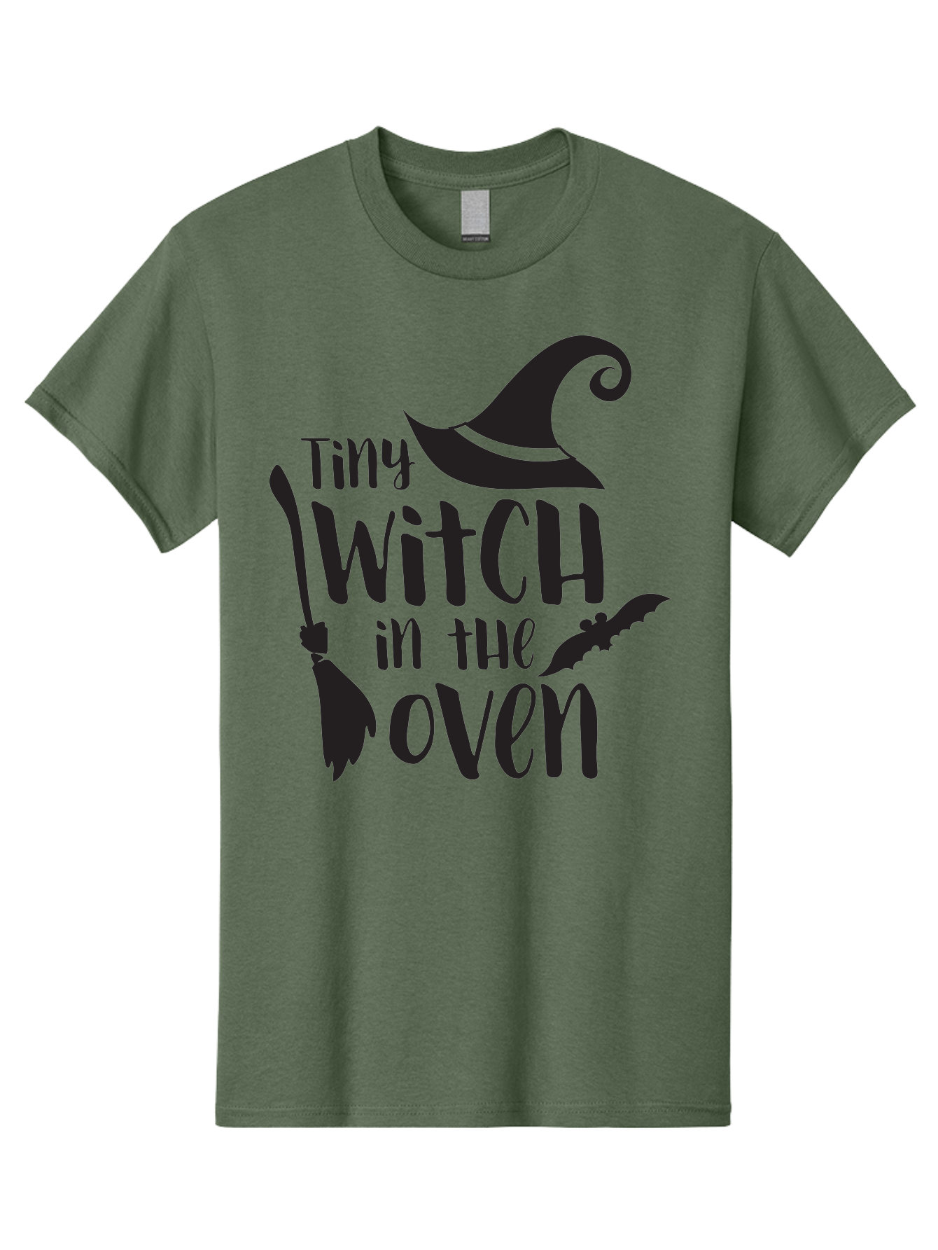 Tiny-Witch-In-The-Oven Men'S Graphic Tee, 100% Cotton, Comfortable Casual Summer Wear, Machine Washable, Halloween Quote, Funny Pregnancy Announcement, Tiny Witch, Broomstick, Witch Hat, Bats, Pregnancy Reveal, Halloween Pregnancy, Aad258