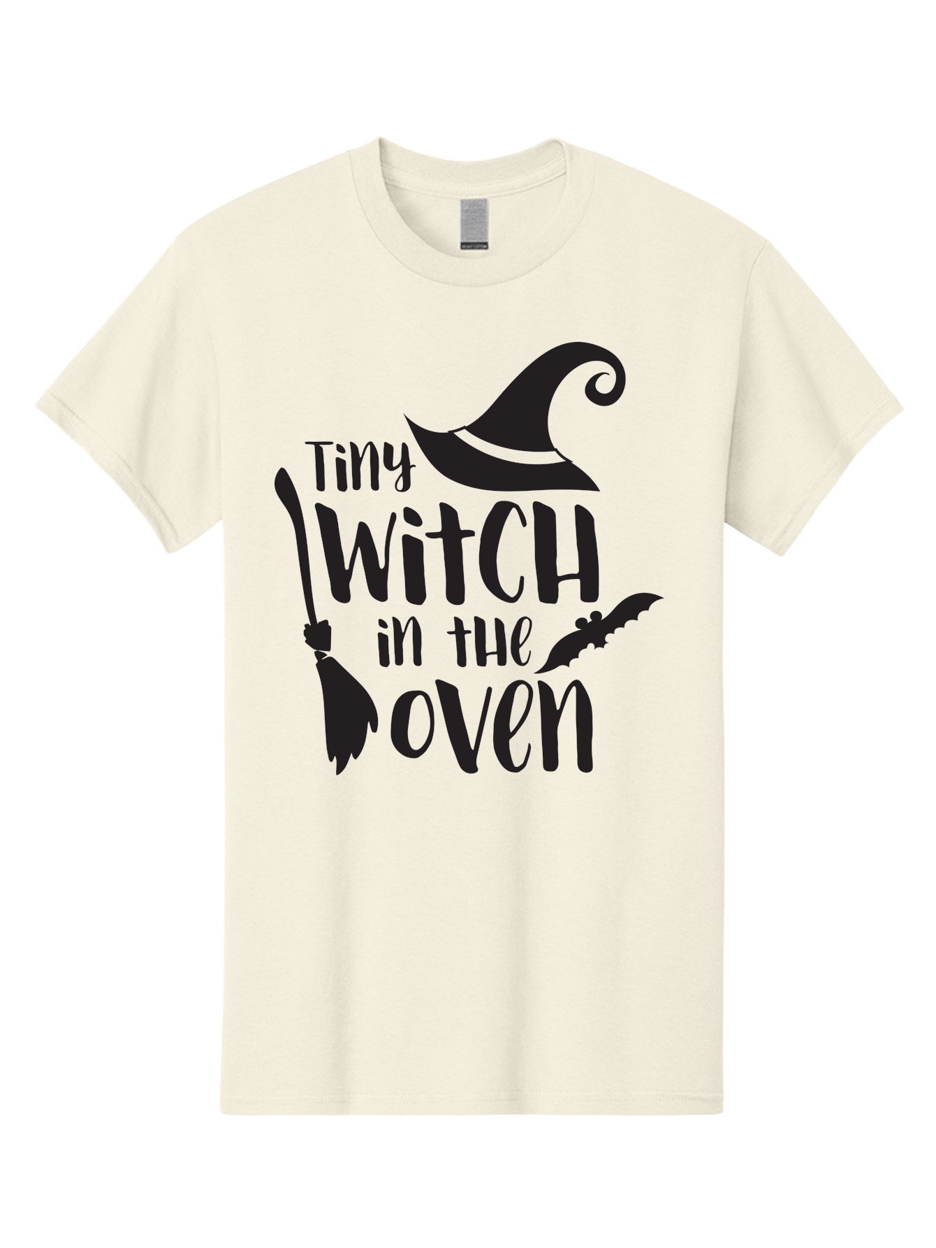 Tiny-Witch-In-The-Oven Men'S Graphic Tee, 100% Cotton, Comfortable Casual Summer Wear, Machine Washable, Halloween Quote, Funny Pregnancy Announcement, Tiny Witch, Broomstick, Witch Hat, Bats, Pregnancy Reveal, Halloween Pregnancy, Aad258