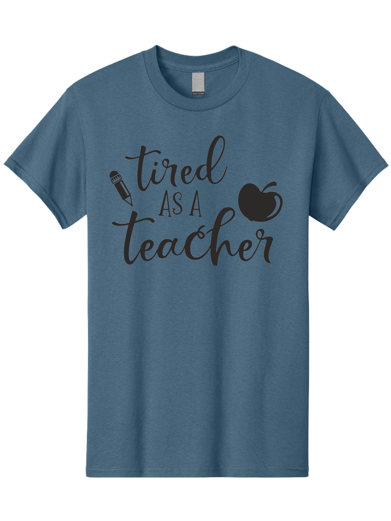 Tired-As-A-Teacher Men'S Graphic Tee, 100% Cotton, Comfortable Casual Summer Wear, Machine Washable, Tired As A Teacher, Teacher Quote, Funny Teacher Quote, Teacher Humor, Teacher Quotes, Apple, Pencil, Teacher Life Aad259