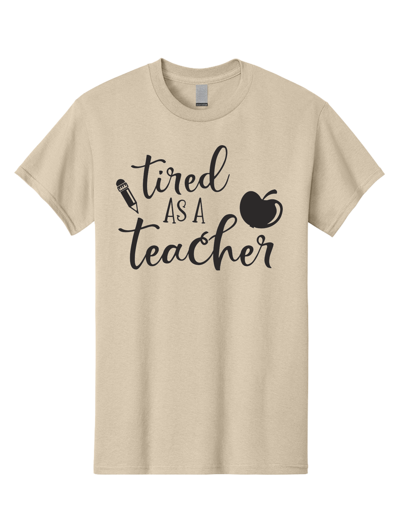 Tired-As-A-Teacher Men'S Graphic Tee, 100% Cotton, Comfortable Casual Summer Wear, Machine Washable, Tired As A Teacher, Teacher Quote, Funny Teacher Quote, Teacher Humor, Teacher Quotes, Apple, Pencil, Teacher Life Aad259