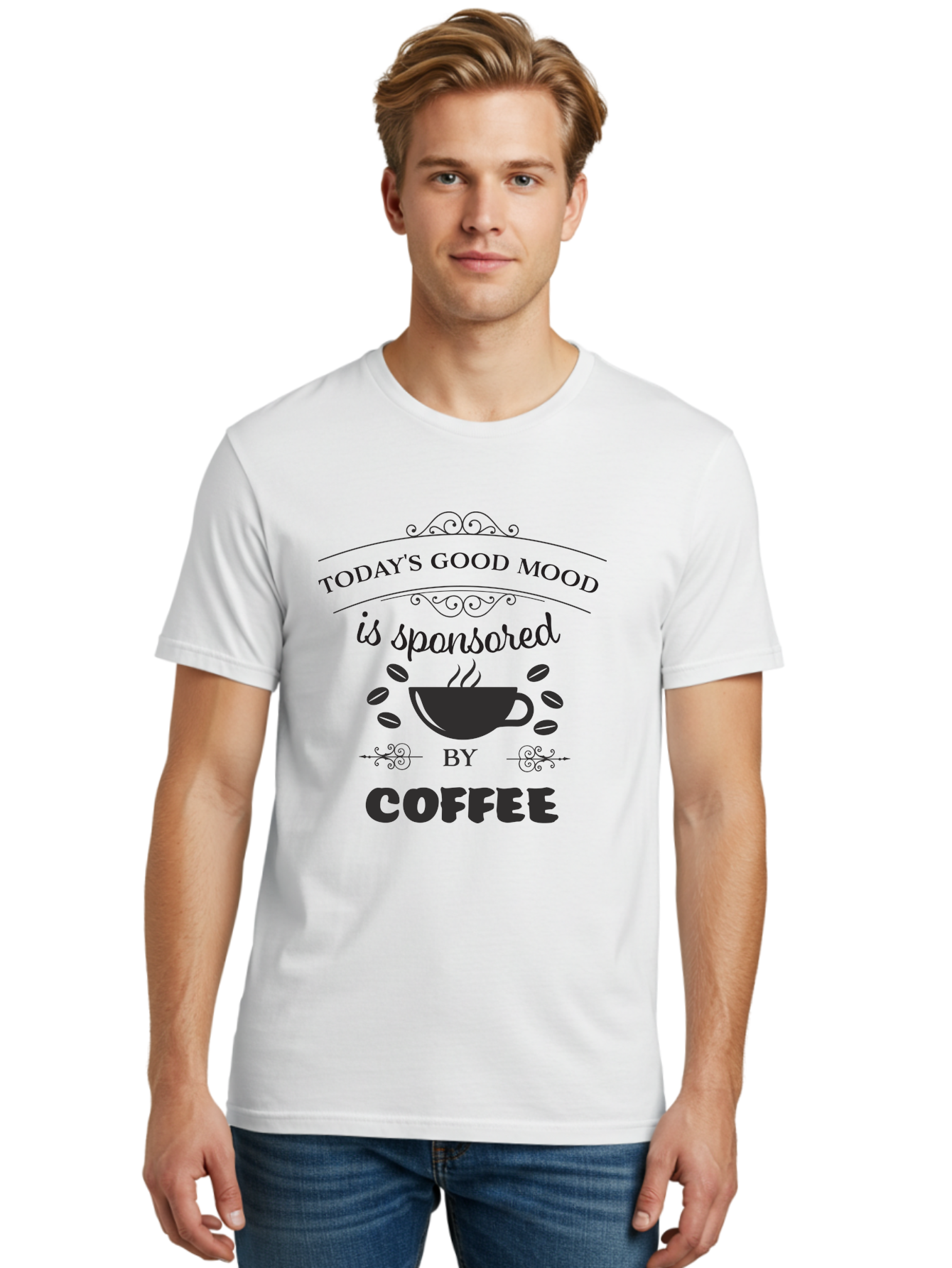 Today-S-Good-Mood Men'S Graphic Tee, 100% Cotton, Comfortable Casual Summer Wear, Machine Washable, Coffee Love, Coffee Mood, Good Vibes, Morning Motivation, Daily Dose Of Caffeine, Coffee Culture Aad264
