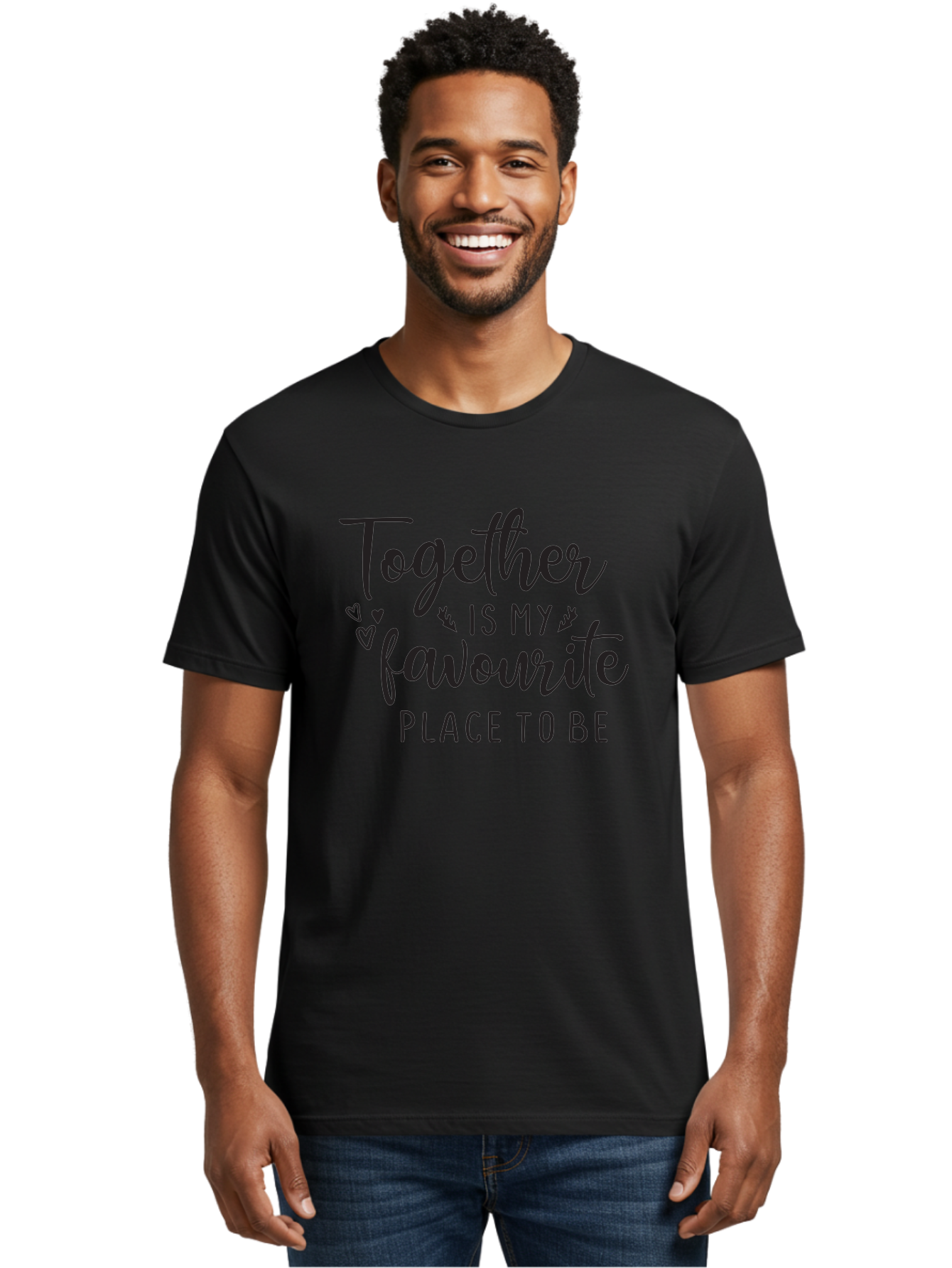 Together-Is-My-Favourite-Place-To-Be Men'S Graphic Tee, 100% Cotton, Comfortable Casual Summer Wear, Machine Washable, Together Forever, Love Quotes, Couple Goals, Romantic Quotes, Heartwarming Phrases, Togetherness, Relationship Quotes, Aad265