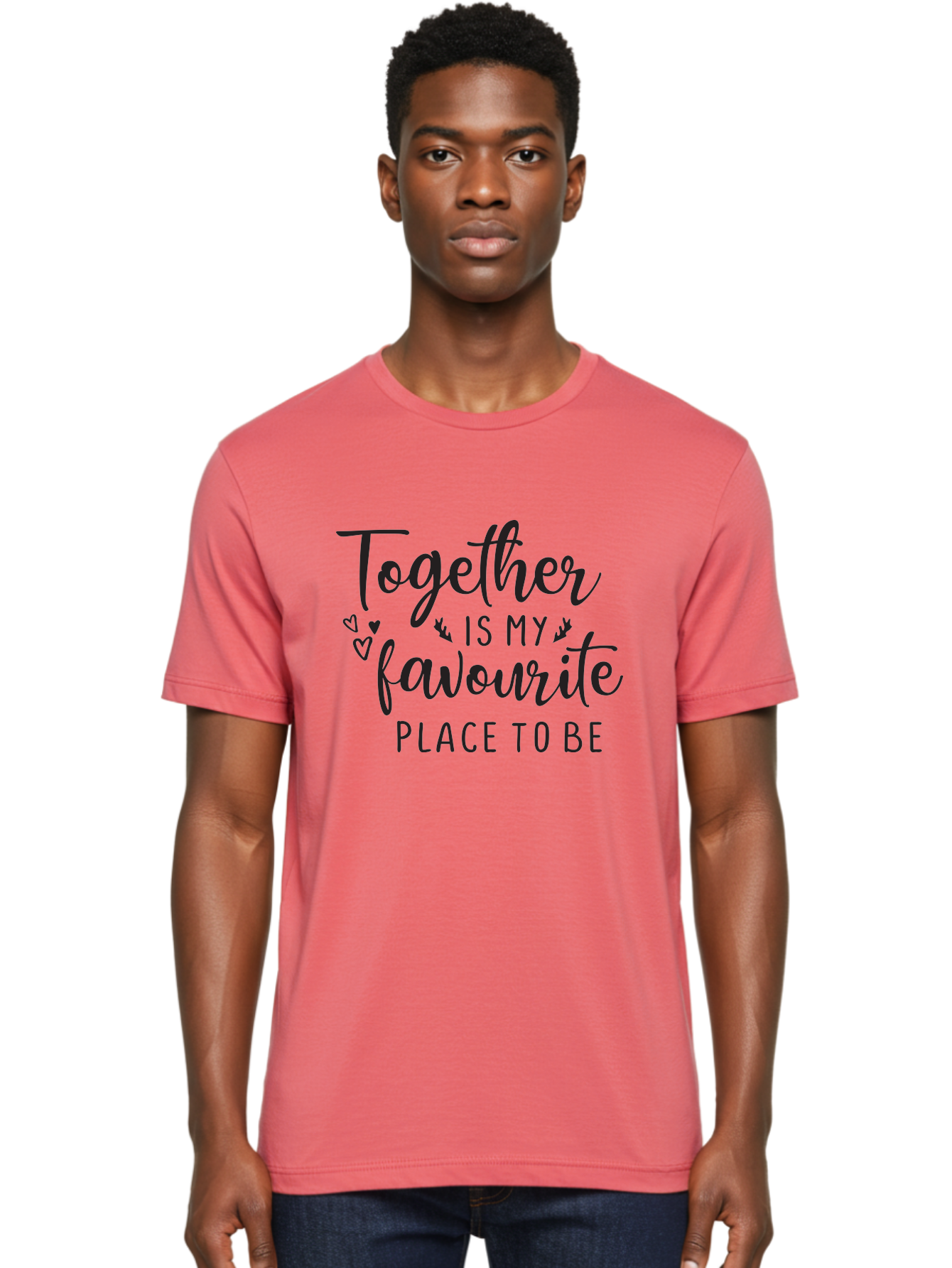 Together-Is-My-Favourite-Place-To-Be Men'S Graphic Tee, 100% Cotton, Comfortable Casual Summer Wear, Machine Washable, Together Forever, Love Quotes, Couple Goals, Romantic Quotes, Heartwarming Phrases, Togetherness, Relationship Quotes, Aad265