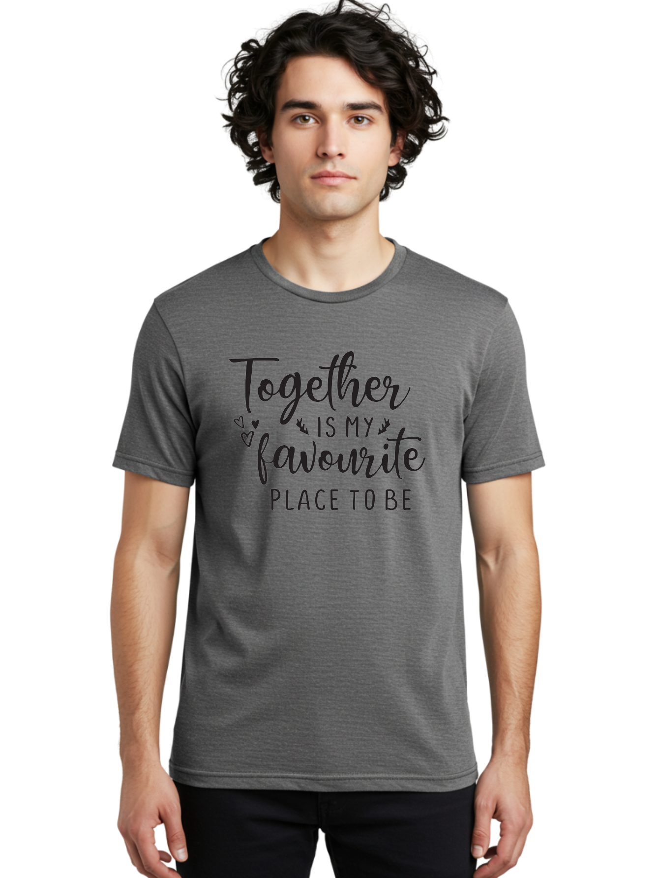 Together-Is-My-Favourite-Place-To-Be Men'S Graphic Tee, 100% Cotton, Comfortable Casual Summer Wear, Machine Washable, Together Forever, Love Quotes, Couple Goals, Romantic Quotes, Heartwarming Phrases, Togetherness, Relationship Quotes, Aad265