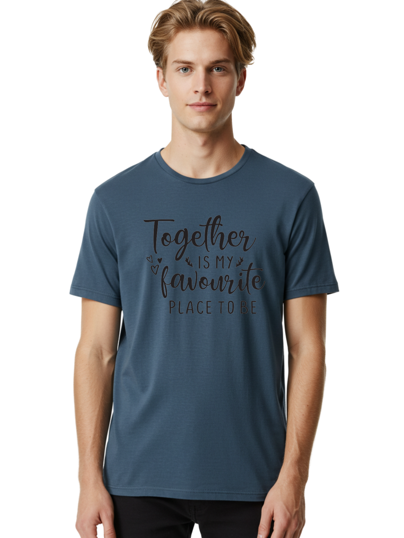 Together-Is-My-Favourite-Place-To-Be Men'S Graphic Tee, 100% Cotton, Comfortable Casual Summer Wear, Machine Washable, Together Forever, Love Quotes, Couple Goals, Romantic Quotes, Heartwarming Phrases, Togetherness, Relationship Quotes, Aad265