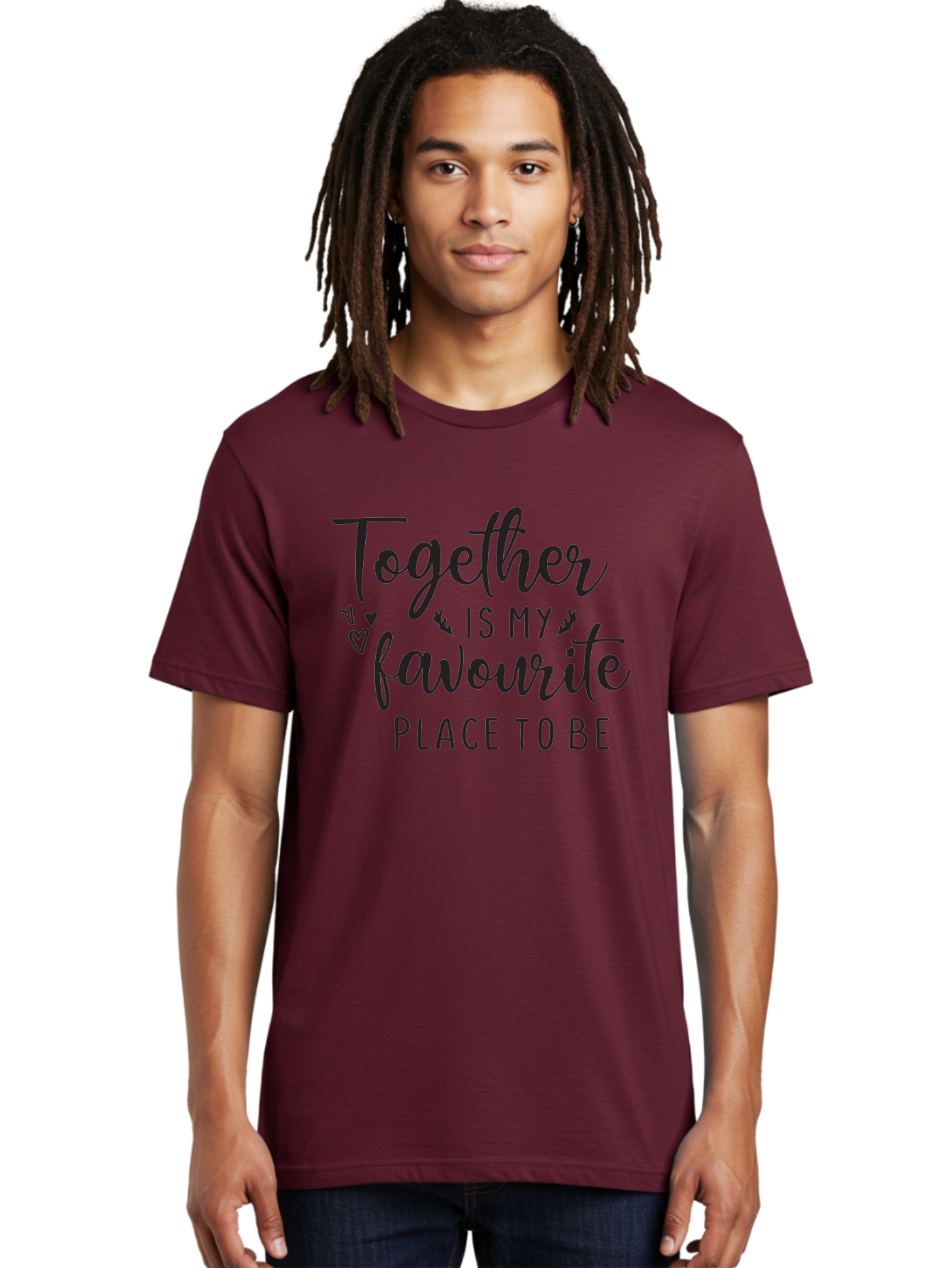 Together-Is-My-Favourite-Place-To-Be Men'S Graphic Tee, 100% Cotton, Comfortable Casual Summer Wear, Machine Washable, Together Forever, Love Quotes, Couple Goals, Romantic Quotes, Heartwarming Phrases, Togetherness, Relationship Quotes, Aad265