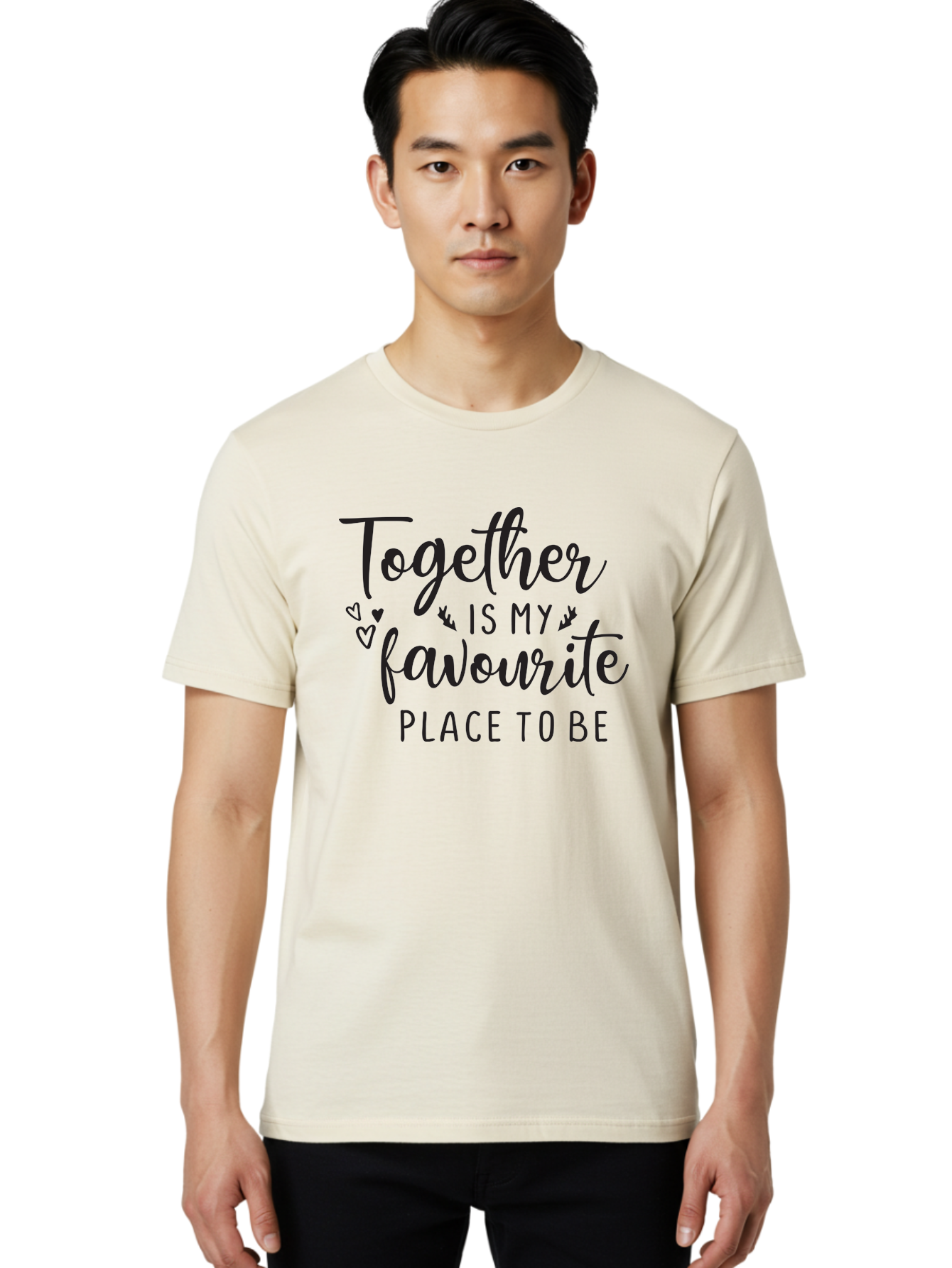 Together-Is-My-Favourite-Place-To-Be Men'S Graphic Tee, 100% Cotton, Comfortable Casual Summer Wear, Machine Washable, Together Forever, Love Quotes, Couple Goals, Romantic Quotes, Heartwarming Phrases, Togetherness, Relationship Quotes, Aad265