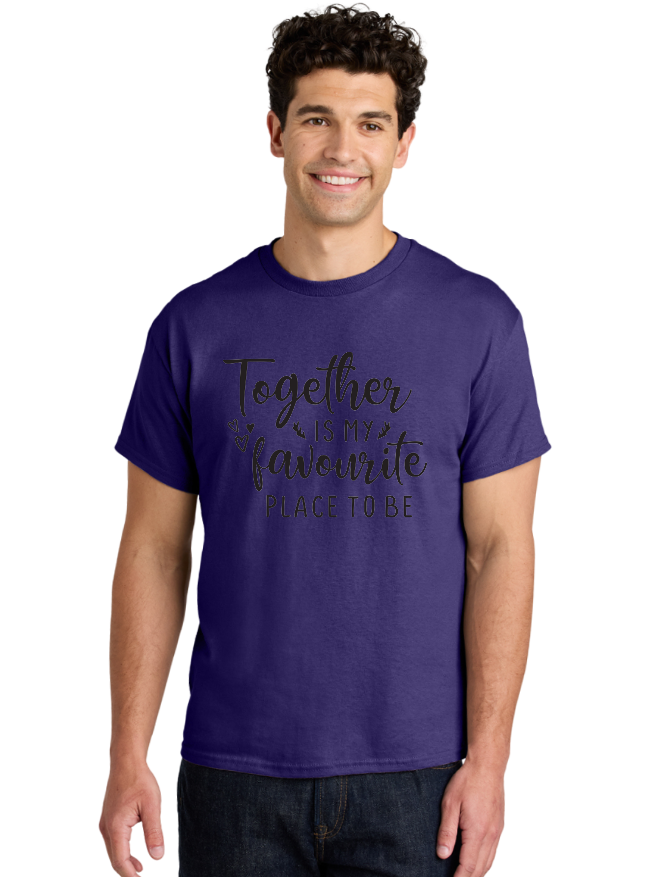 Together-Is-My-Favourite-Place-To-Be Men'S Graphic Tee, 100% Cotton, Comfortable Casual Summer Wear, Machine Washable, Together Forever, Love Quotes, Couple Goals, Romantic Quotes, Heartwarming Phrases, Togetherness, Relationship Quotes, Aad265