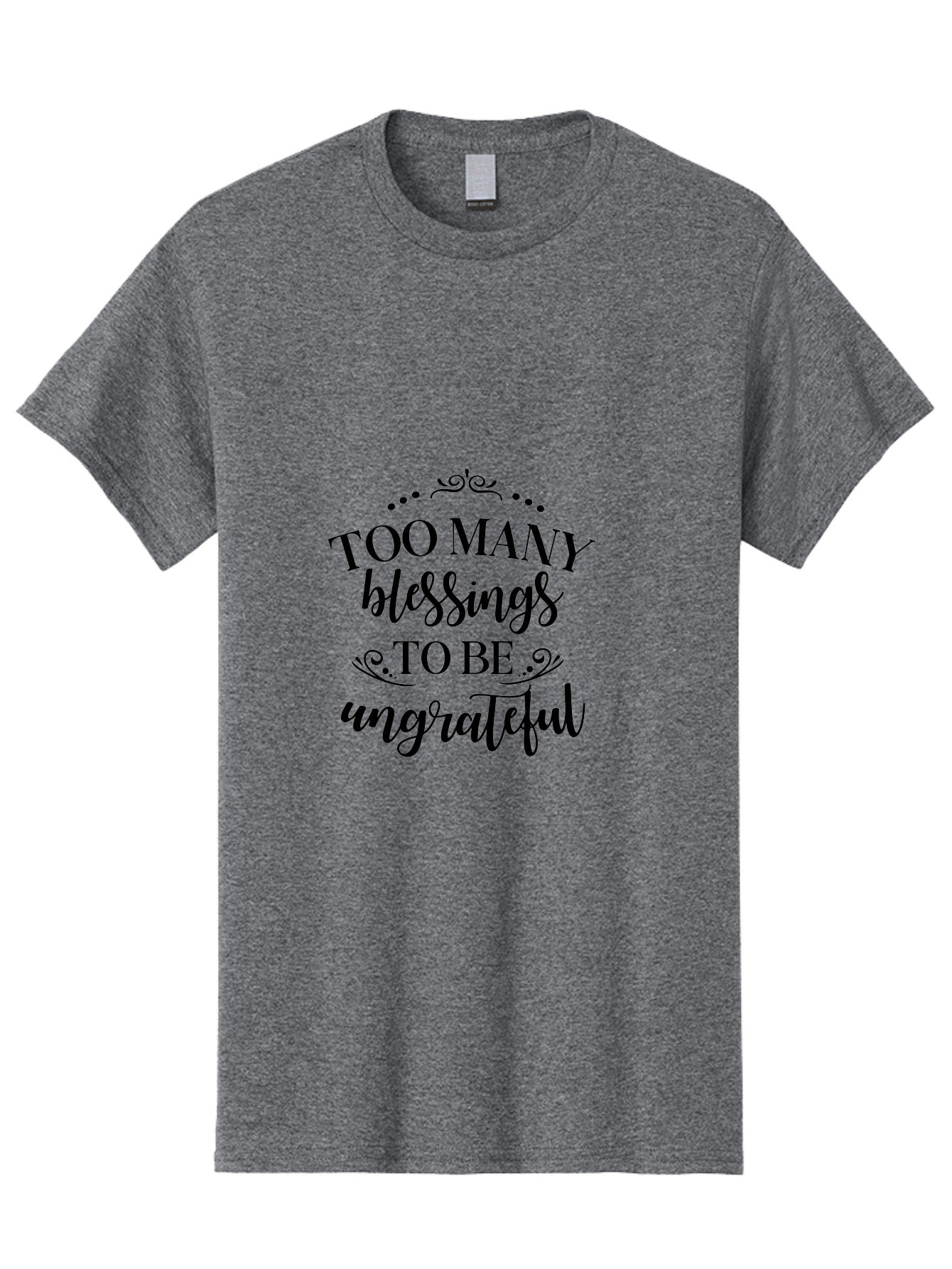 Too-Many-Blessings Men'S Graphic Tee, 100% Cotton, Comfortable Casual Summer Wear, Machine Washable, Inspirational Quote, Gratitude, Positivity, Blessings, Motivational Phrase, Too Many Blessings To Be Ungrateful, Black Text On Green Aad266