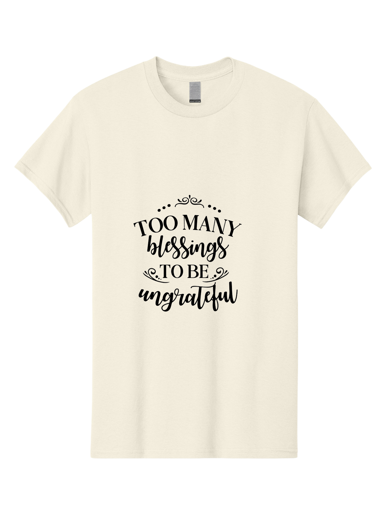 Too-Many-Blessings Men'S Graphic Tee, 100% Cotton, Comfortable Casual Summer Wear, Machine Washable, Inspirational Quote, Gratitude, Positivity, Blessings, Motivational Phrase, Too Many Blessings To Be Ungrateful, Black Text On Green Aad266