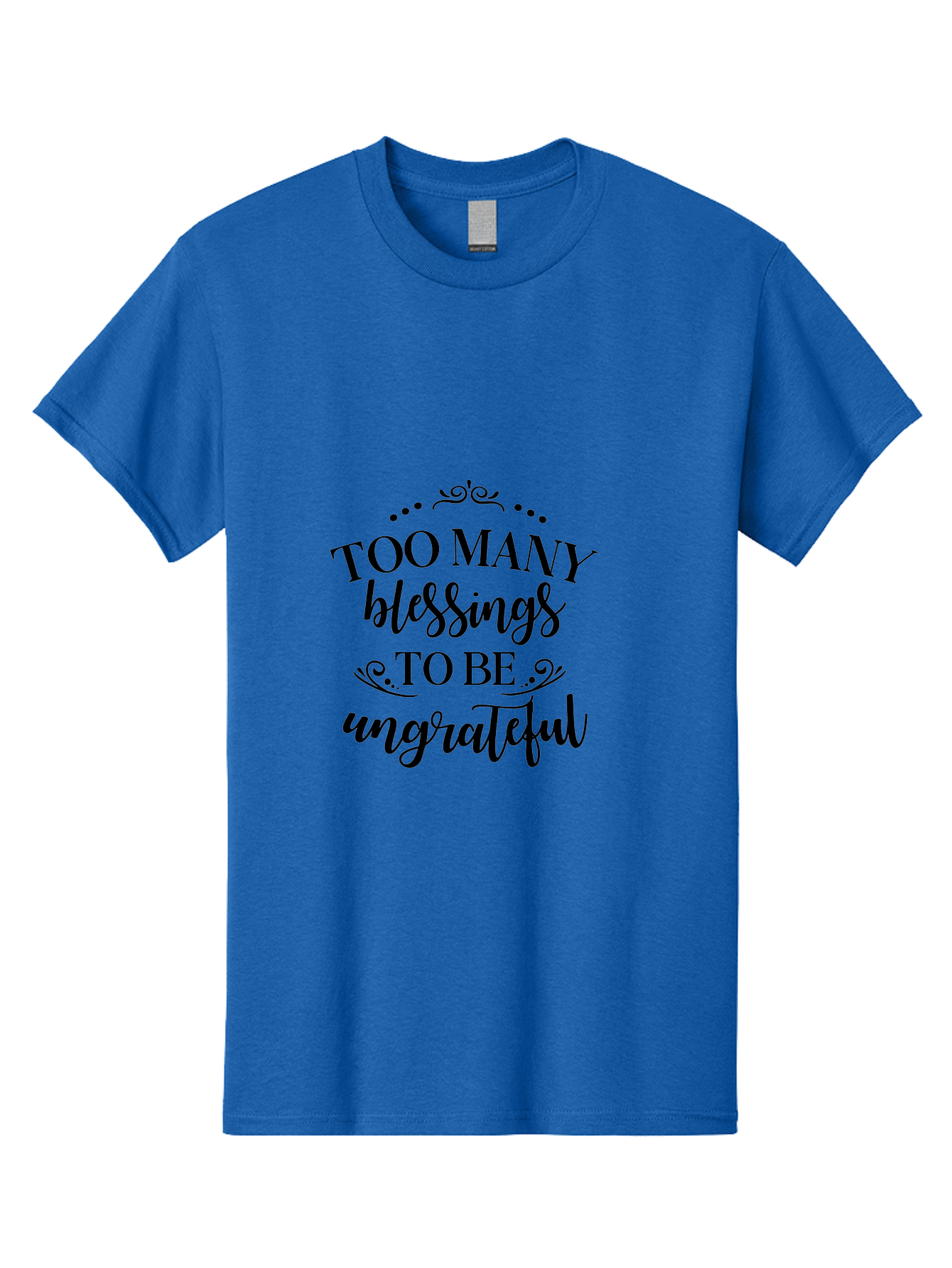 Too-Many-Blessings Men'S Graphic Tee, 100% Cotton, Comfortable Casual Summer Wear, Machine Washable, Inspirational Quote, Gratitude, Positivity, Blessings, Motivational Phrase, Too Many Blessings To Be Ungrateful, Black Text On Green Aad266