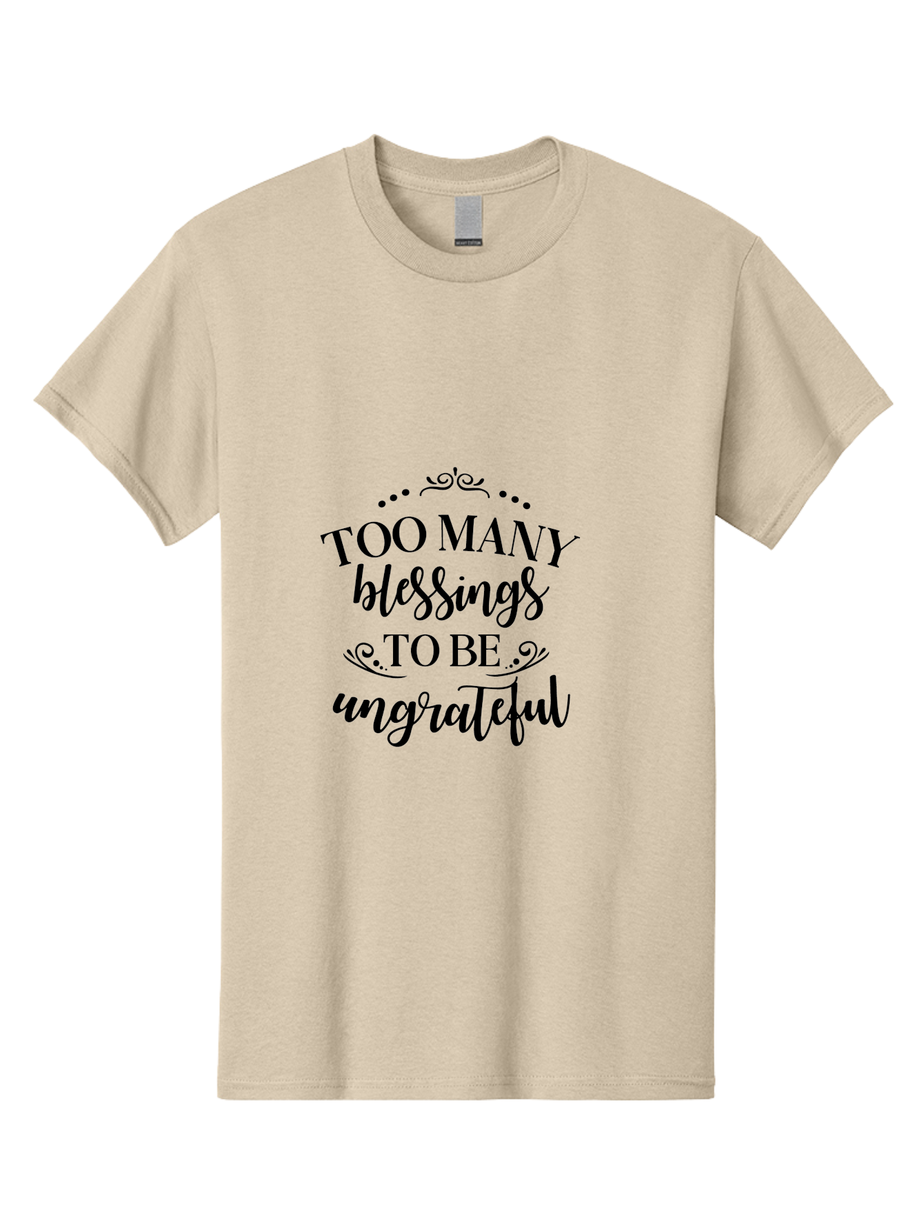 Too-Many-Blessings Men'S Graphic Tee, 100% Cotton, Comfortable Casual Summer Wear, Machine Washable, Inspirational Quote, Gratitude, Positivity, Blessings, Motivational Phrase, Too Many Blessings To Be Ungrateful, Black Text On Green Aad266