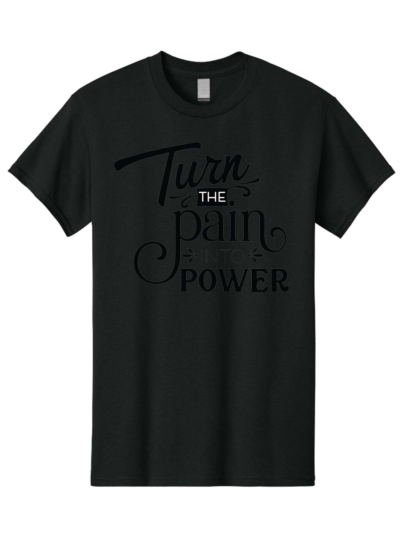 Turn-The-Pain-Into-Power Men'S Graphic Tee, 100% Cotton, Comfortable Casual Summer Wear, Machine Washable, Motivational Quote, Inspirational Phrase, Overcoming Adversity, Inner Strength, Personal Growth, Empowerment, Mental Toughness, Aad274