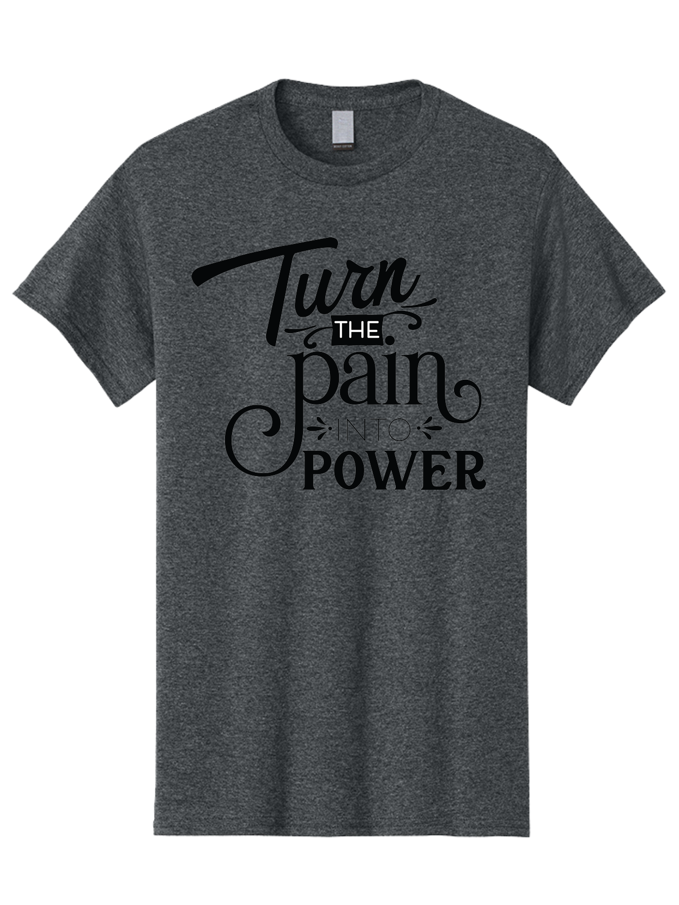 Turn-The-Pain-Into-Power Men'S Graphic Tee, 100% Cotton, Comfortable Casual Summer Wear, Machine Washable, Motivational Quote, Inspirational Phrase, Overcoming Adversity, Inner Strength, Personal Growth, Empowerment, Mental Toughness, Aad274