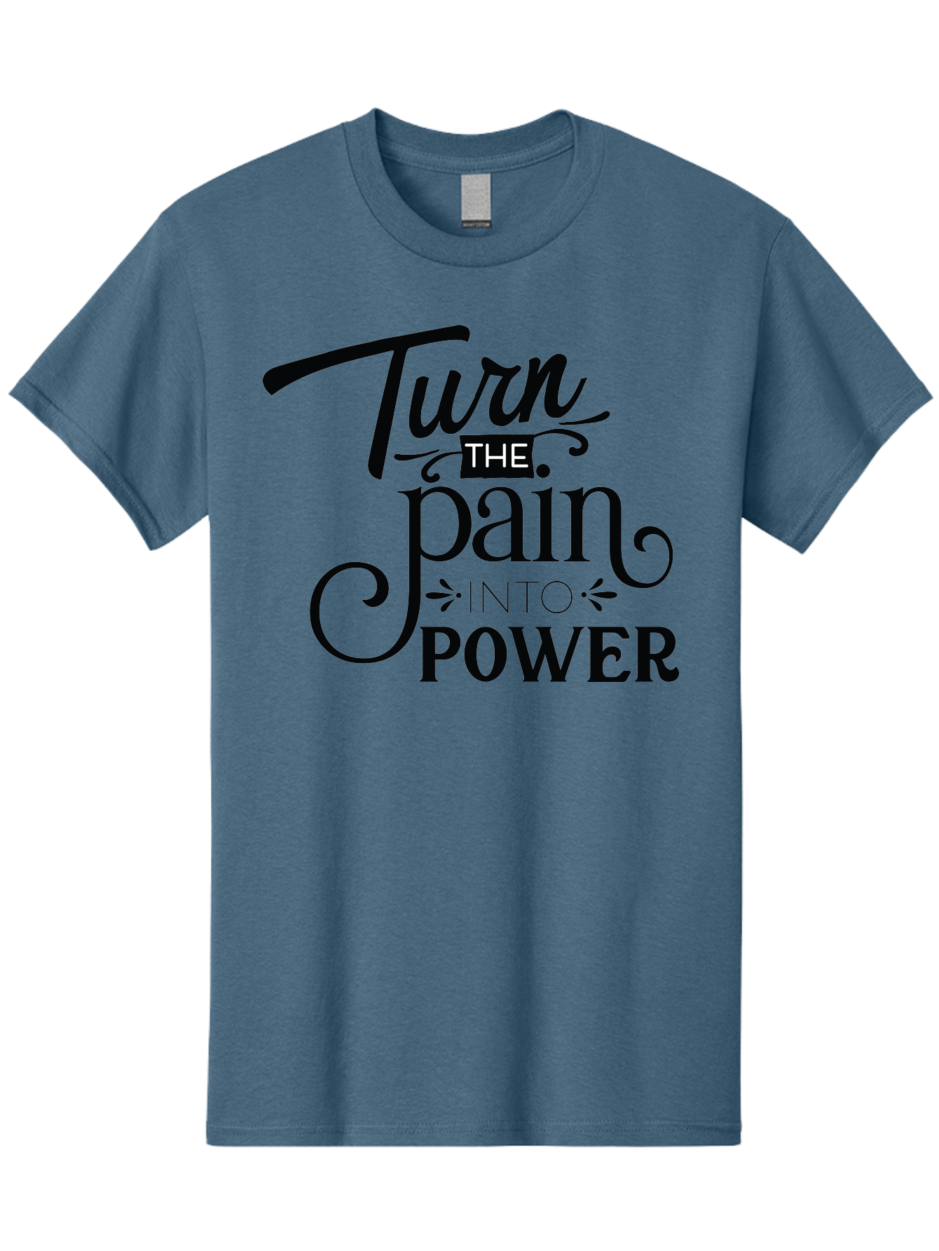 Turn-The-Pain-Into-Power Men'S Graphic Tee, 100% Cotton, Comfortable Casual Summer Wear, Machine Washable, Motivational Quote, Inspirational Phrase, Overcoming Adversity, Inner Strength, Personal Growth, Empowerment, Mental Toughness, Aad274