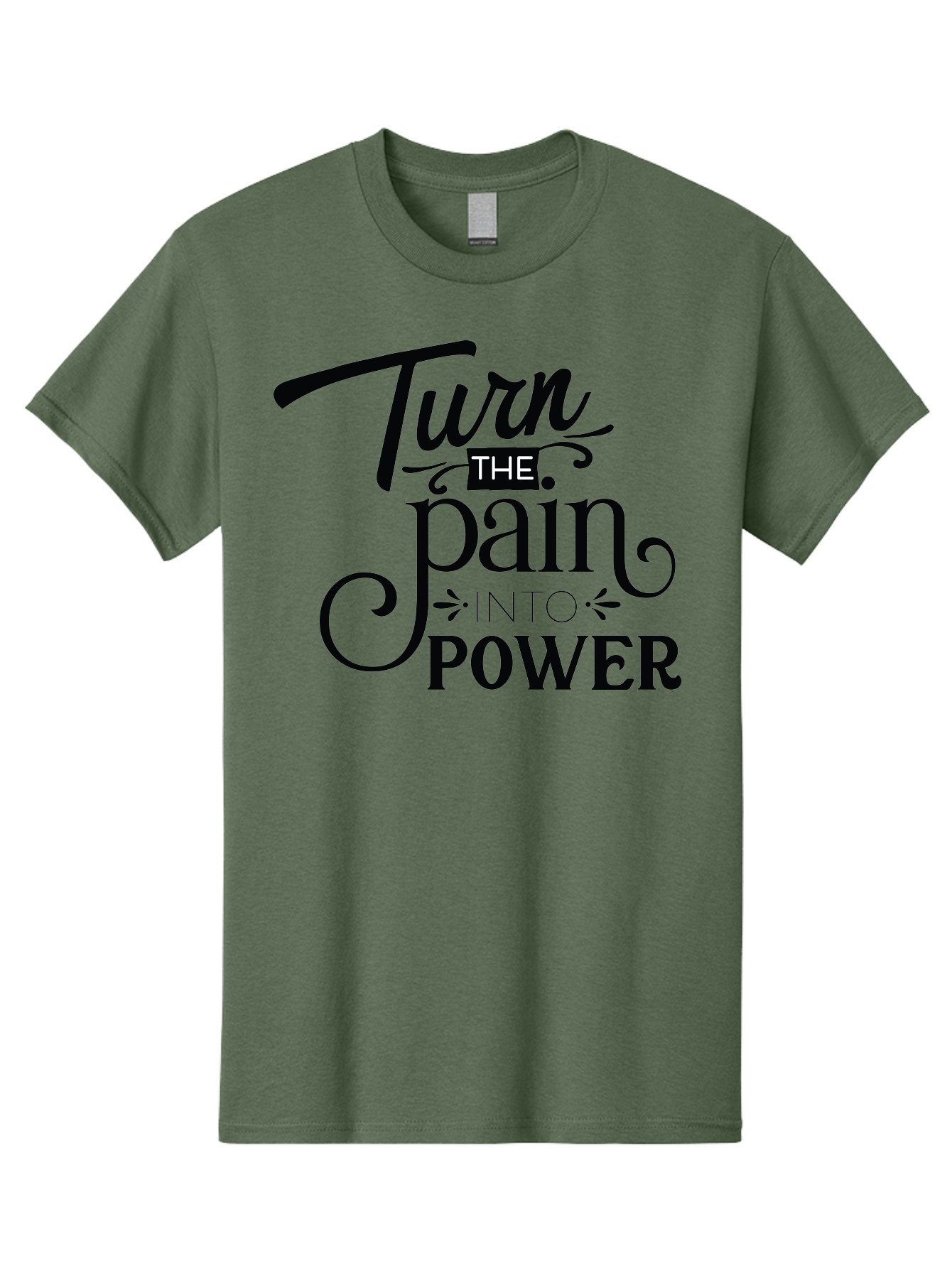 Turn-The-Pain-Into-Power Men'S Graphic Tee, 100% Cotton, Comfortable Casual Summer Wear, Machine Washable, Motivational Quote, Inspirational Phrase, Overcoming Adversity, Inner Strength, Personal Growth, Empowerment, Mental Toughness, Aad274