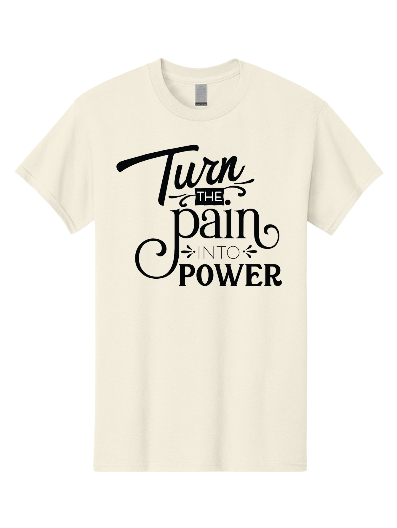 Turn-The-Pain-Into-Power Men'S Graphic Tee, 100% Cotton, Comfortable Casual Summer Wear, Machine Washable, Motivational Quote, Inspirational Phrase, Overcoming Adversity, Inner Strength, Personal Growth, Empowerment, Mental Toughness, Aad274