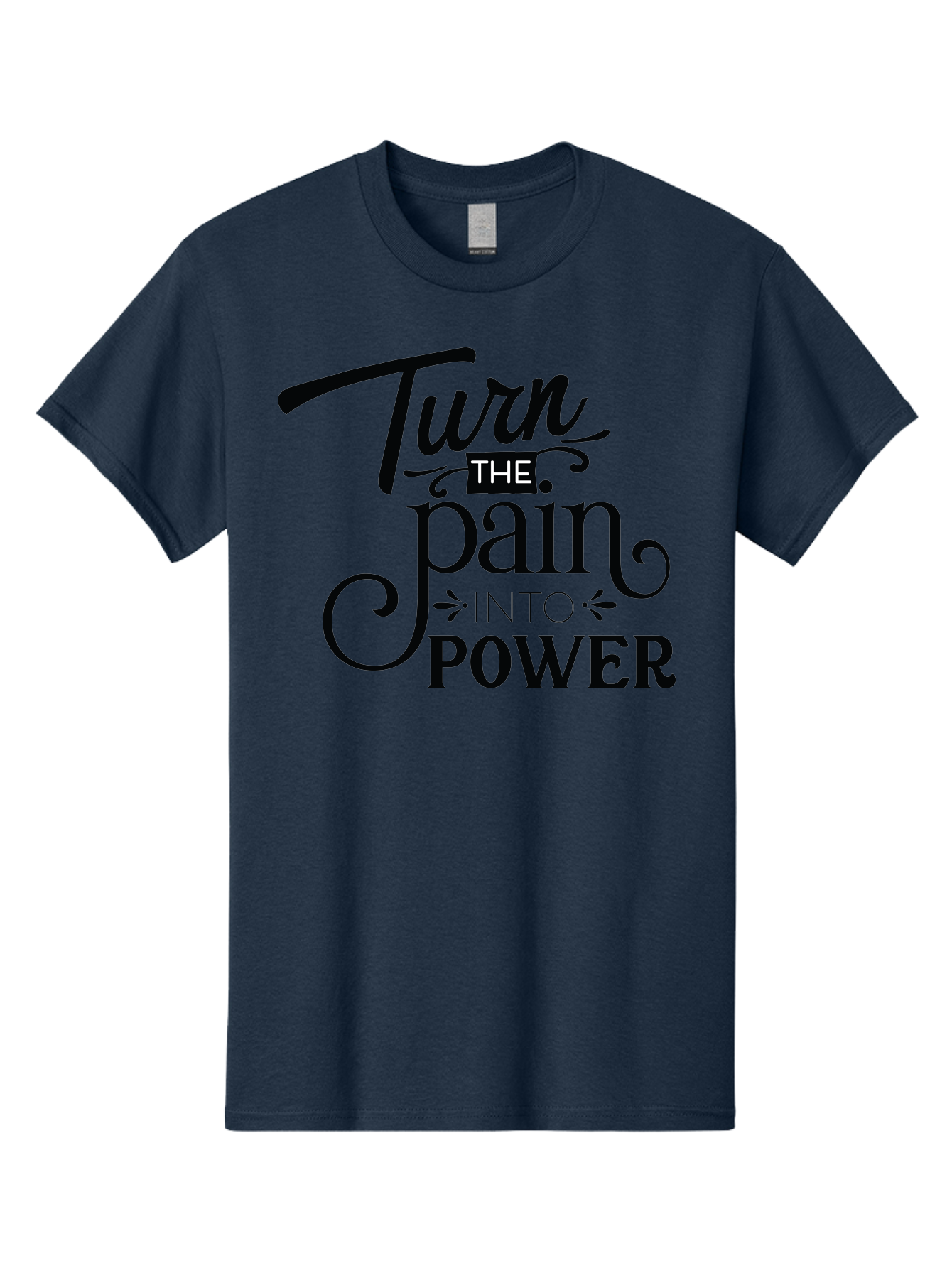 Turn-The-Pain-Into-Power Men'S Graphic Tee, 100% Cotton, Comfortable Casual Summer Wear, Machine Washable, Motivational Quote, Inspirational Phrase, Overcoming Adversity, Inner Strength, Personal Growth, Empowerment, Mental Toughness, Aad274