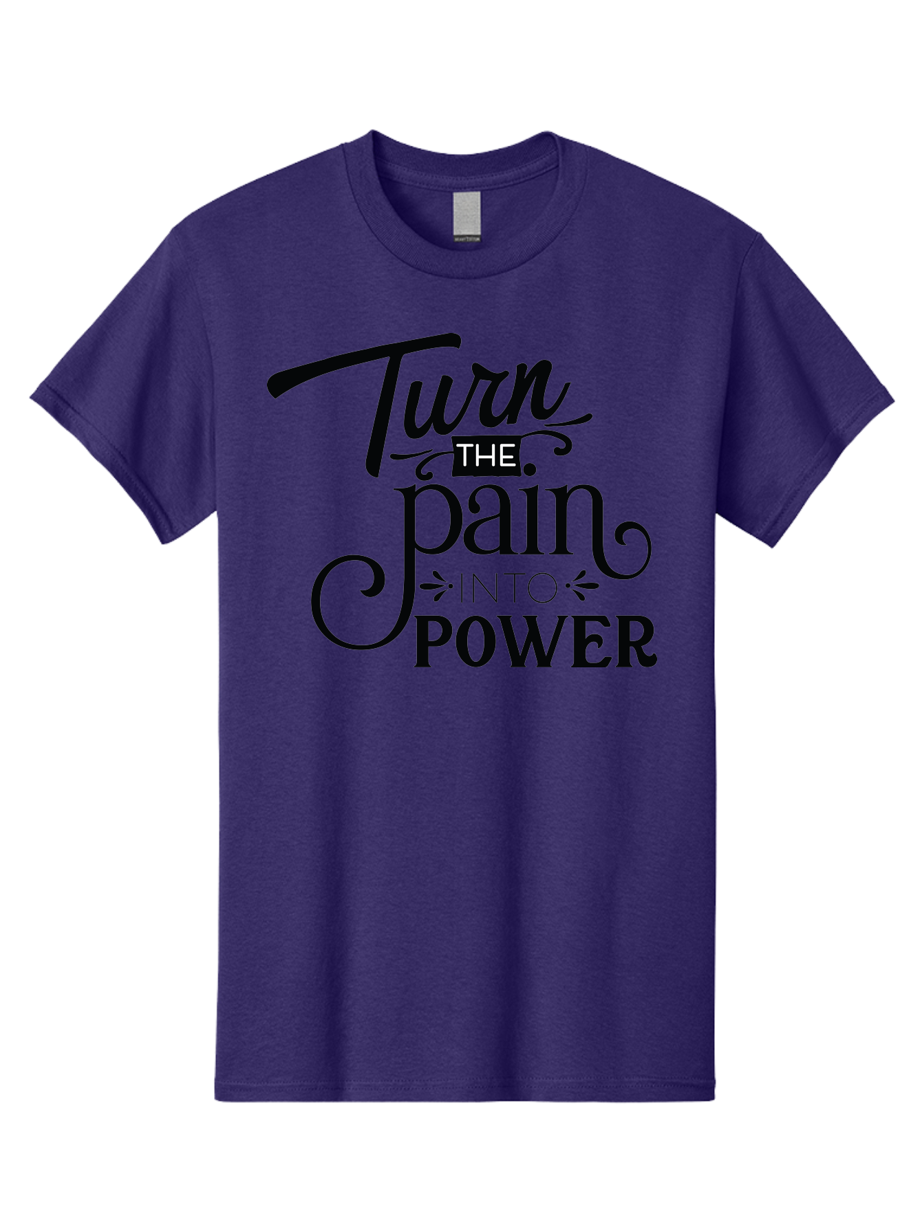Turn-The-Pain-Into-Power Men'S Graphic Tee, 100% Cotton, Comfortable Casual Summer Wear, Machine Washable, Motivational Quote, Inspirational Phrase, Overcoming Adversity, Inner Strength, Personal Growth, Empowerment, Mental Toughness, Aad274