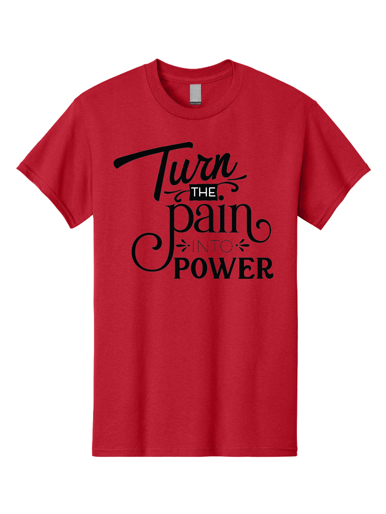 Turn-The-Pain-Into-Power Men'S Graphic Tee, 100% Cotton, Comfortable Casual Summer Wear, Machine Washable, Motivational Quote, Inspirational Phrase, Overcoming Adversity, Inner Strength, Personal Growth, Empowerment, Mental Toughness, Aad274